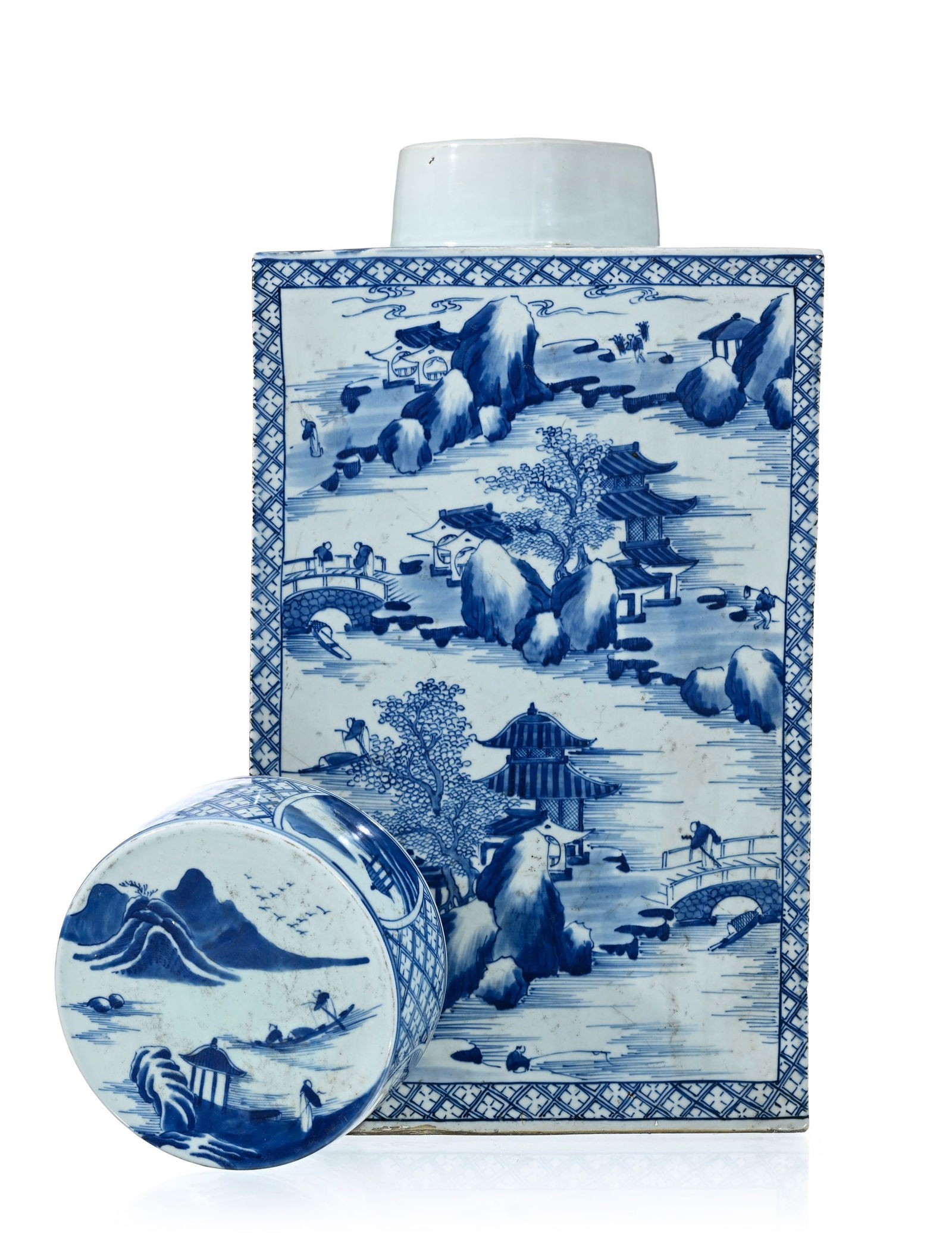 Paire de monumentales boîtes à thé rectangulaires en porcelaine, Chine, dynastie Qing - 13