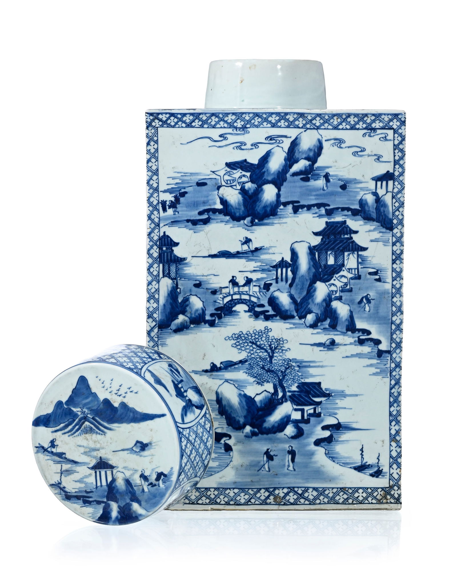 Paire de monumentales boîtes à thé rectangulaires en porcelaine, Chine, dynastie Qing - 14