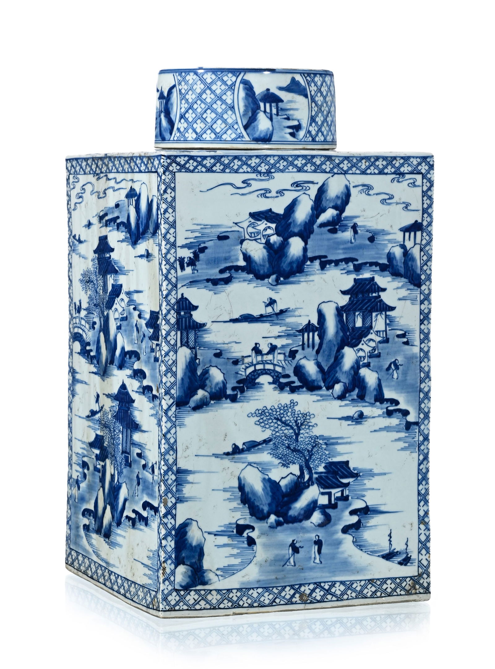 Paire de monumentales boîtes à thé rectangulaires en porcelaine, Chine, dynastie Qing - 3