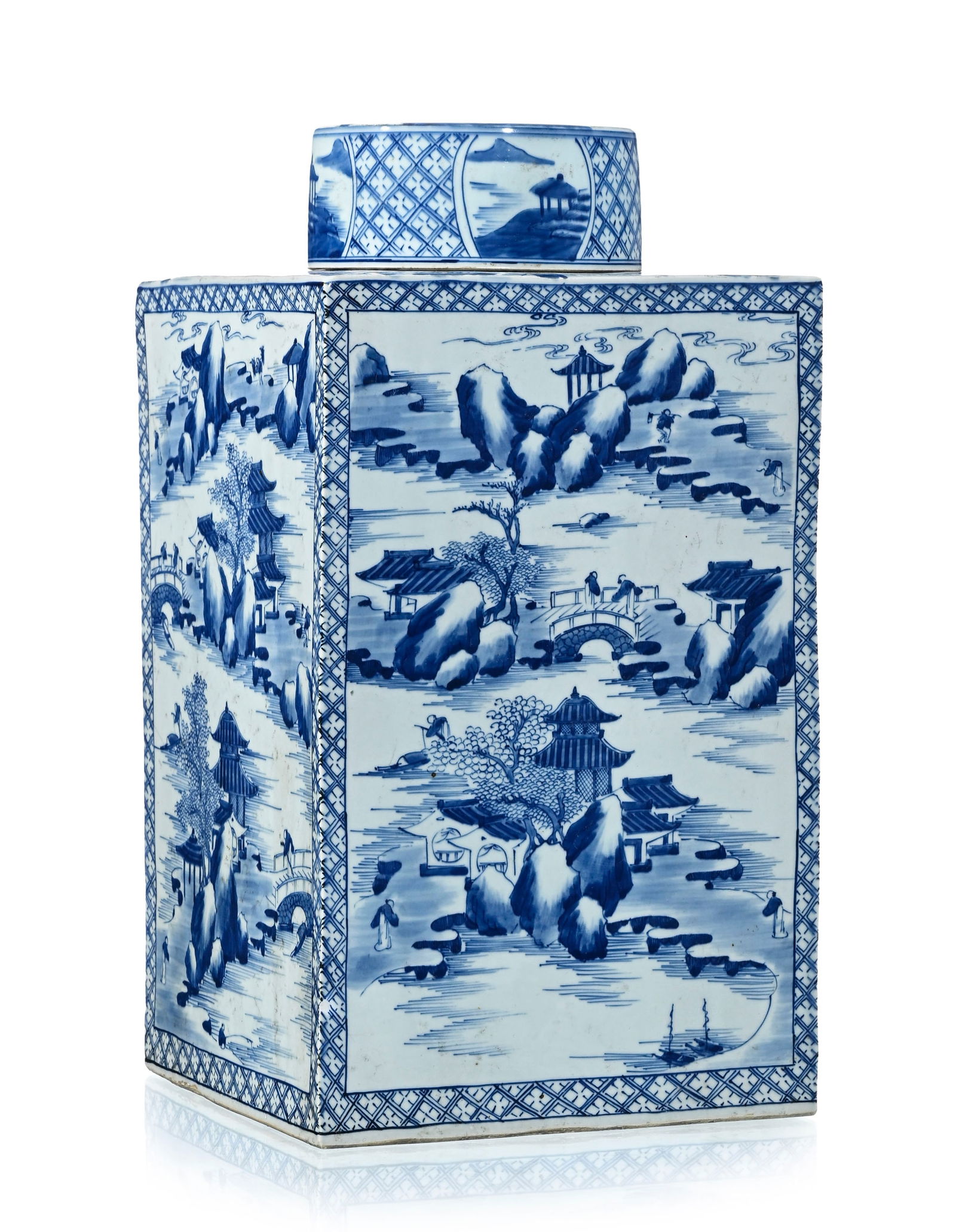 Paire de monumentales boîtes à thé rectangulaires en porcelaine, Chine, dynastie Qing - 8