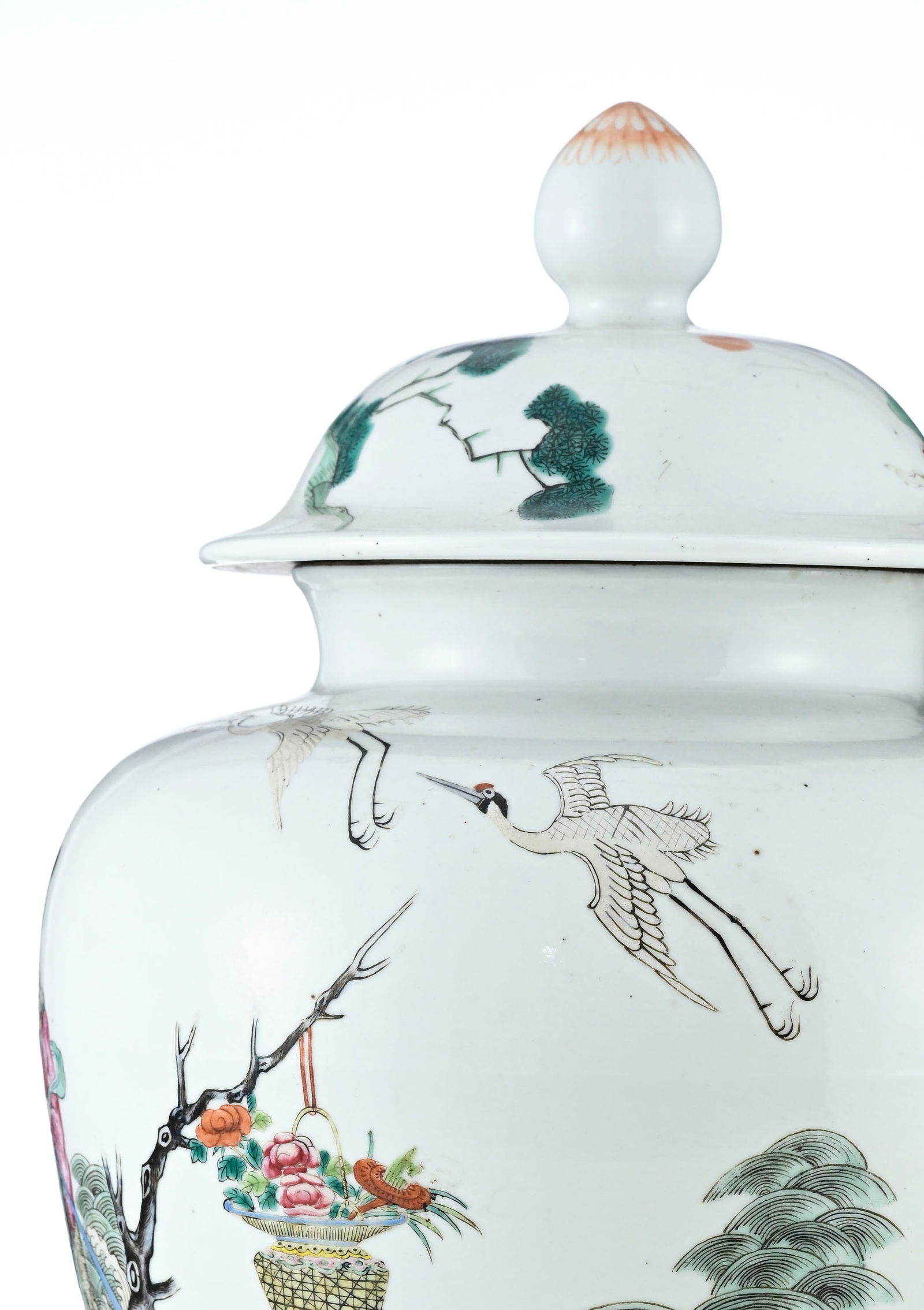 Vase couvert en porcelaine famille rose, Chine, dynastie Qing, avec monture en bronze, décor d' - 5