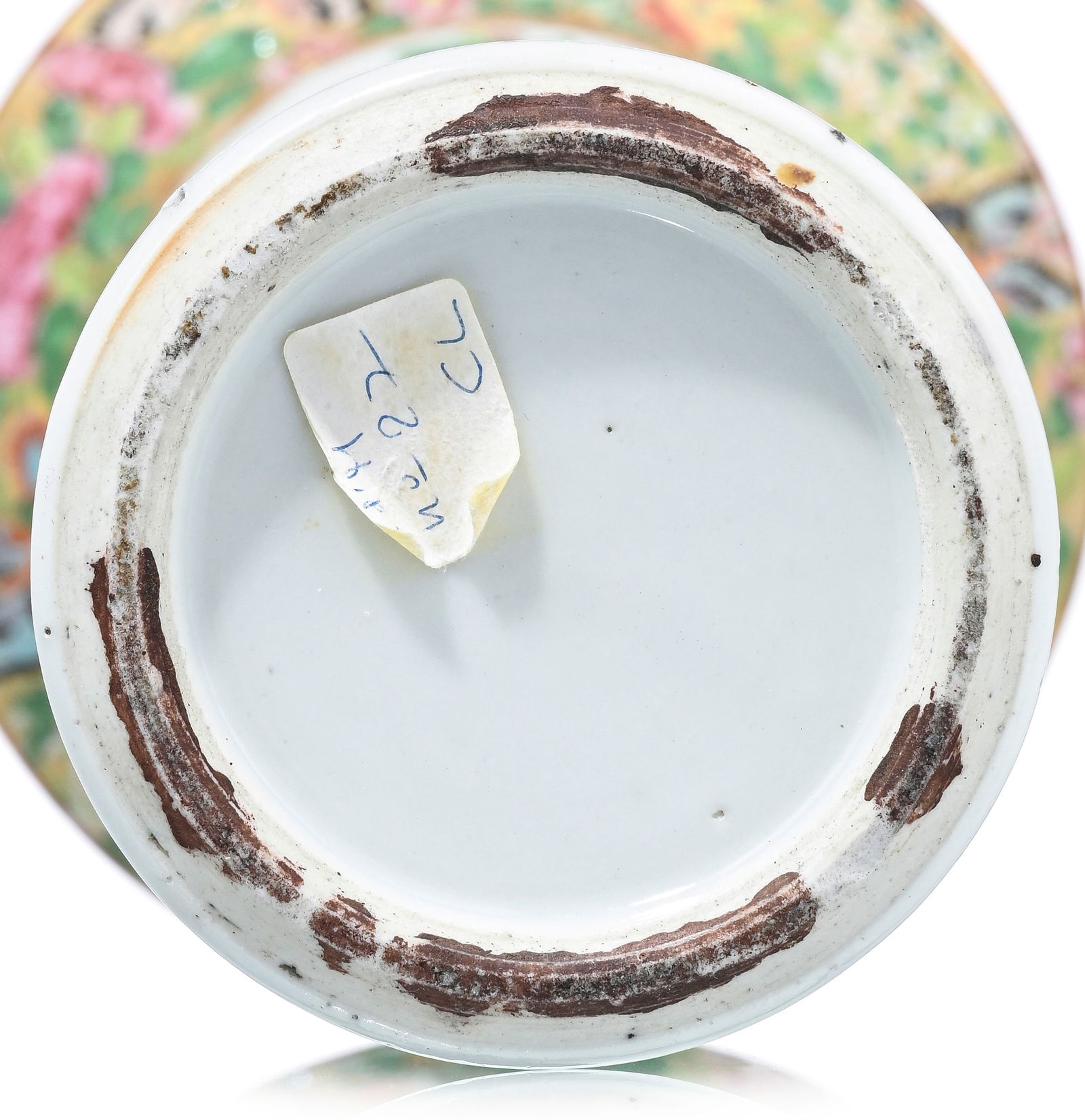 Vase cornet en porcelaine "Rose Medallion", Chine, Canton, XIX-XXe s., décor de personnages dan - 5