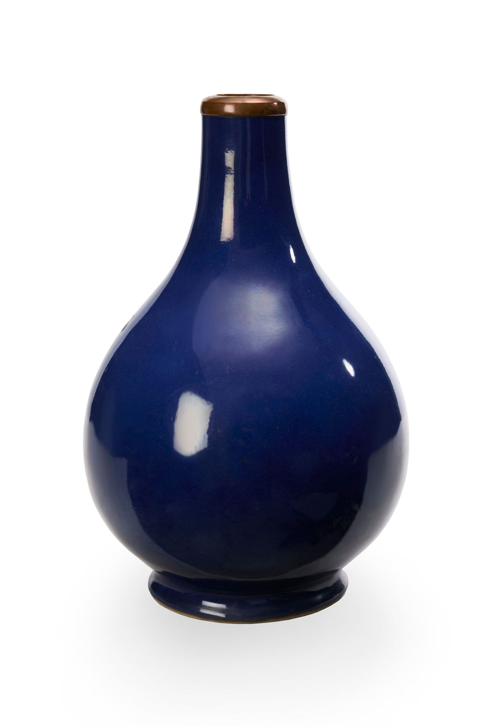 Vase en porcelaine à glaçure monochrome bleu foncé, Chine, dynastie Qing, marque Qian (1 of 2)