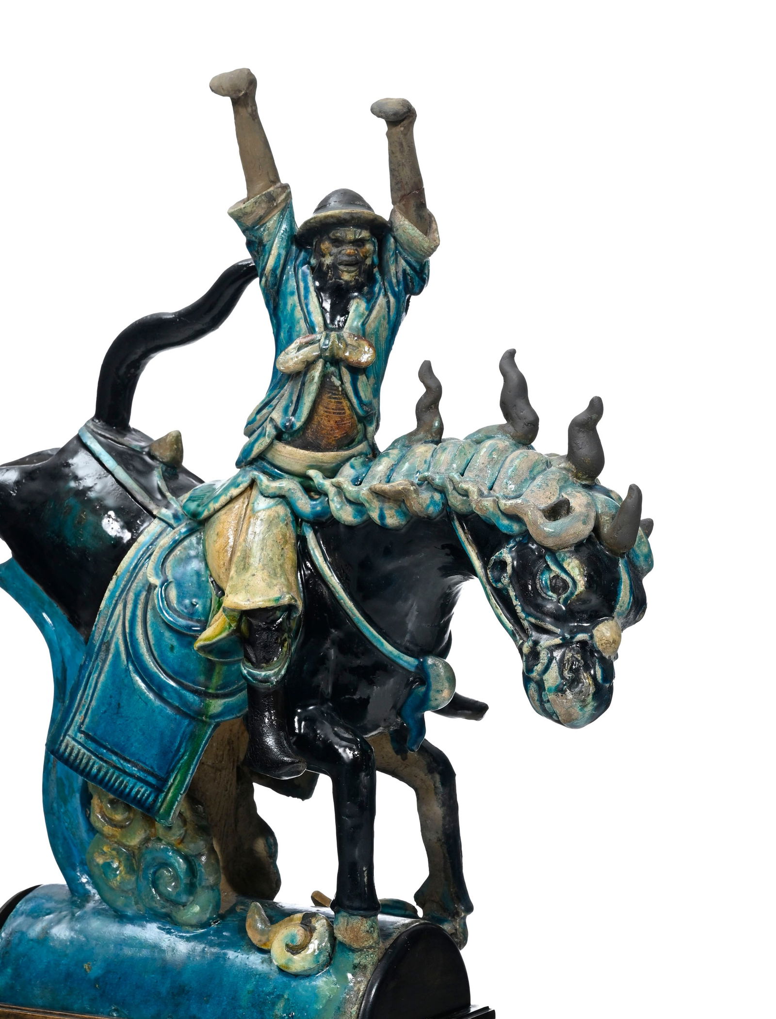 Ensemble de 3 tuiles faîtières en céramique à glaçure Fahua, Chine, dynasti - 3