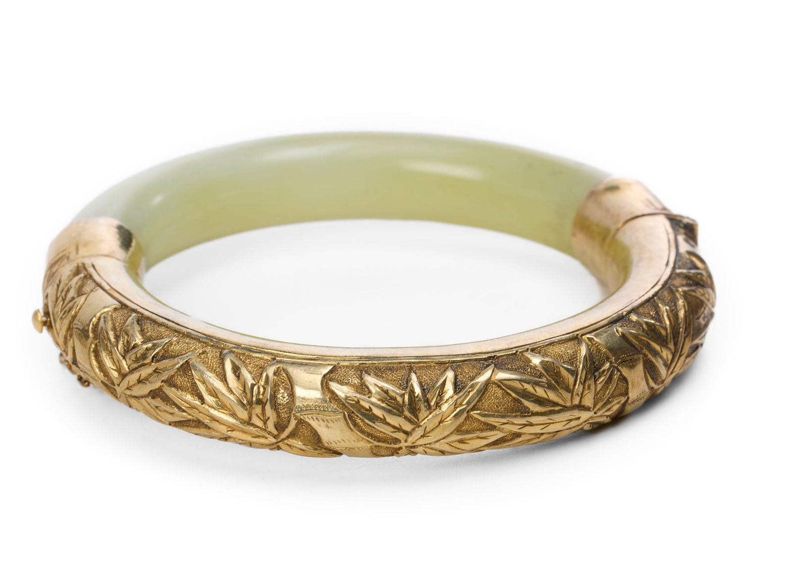 Ensemble de 3 bracelets circulaires en argent doré et jade, Chine, moderne, décor de rince - 3