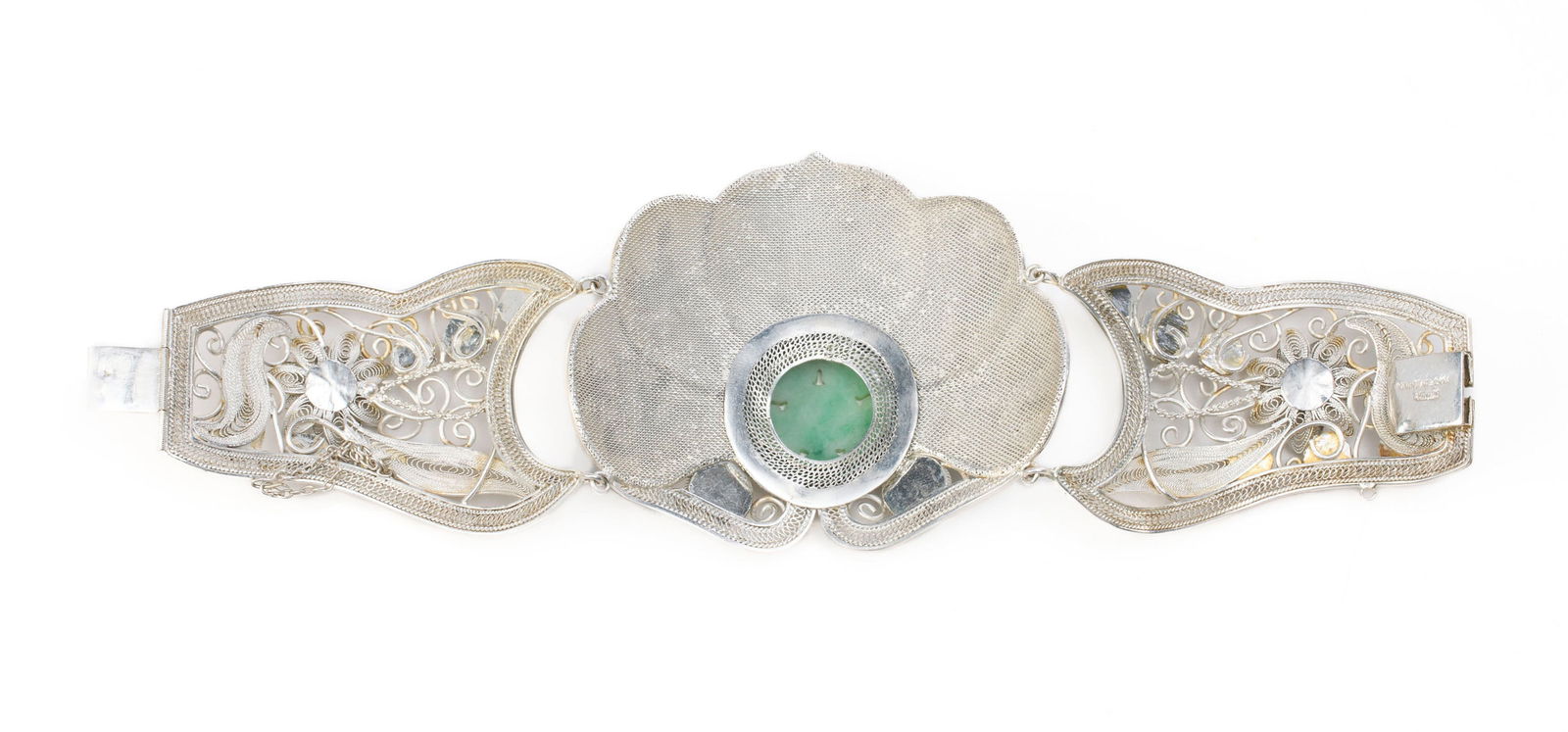 Bracelet en argent filigrané, émail et pierres dures, Chine, moderne, décor d'objets  - 4