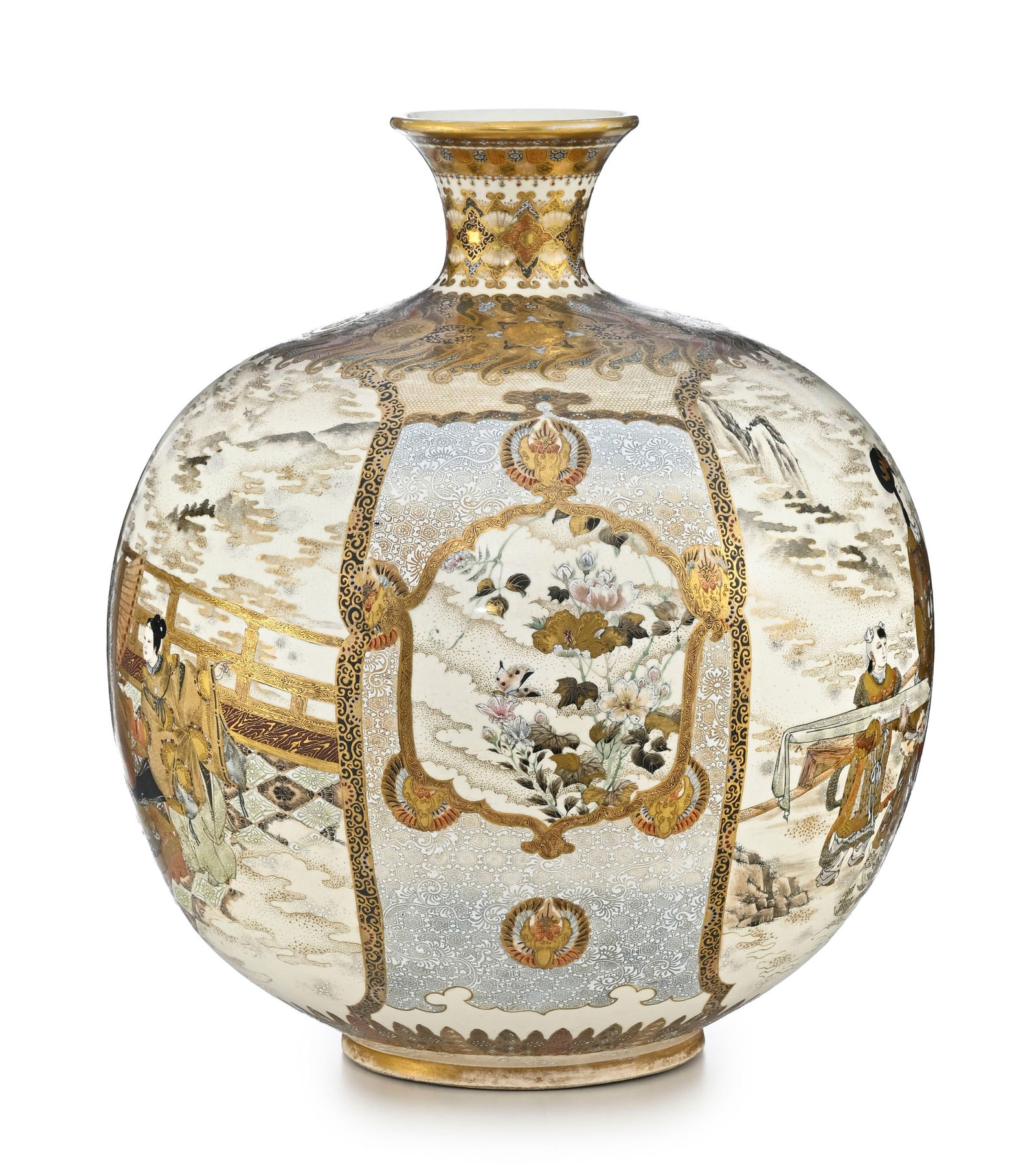 Grand vase globulaire en grès de Satsuma, Japon, époque Meiji, décor de personnages e - 3