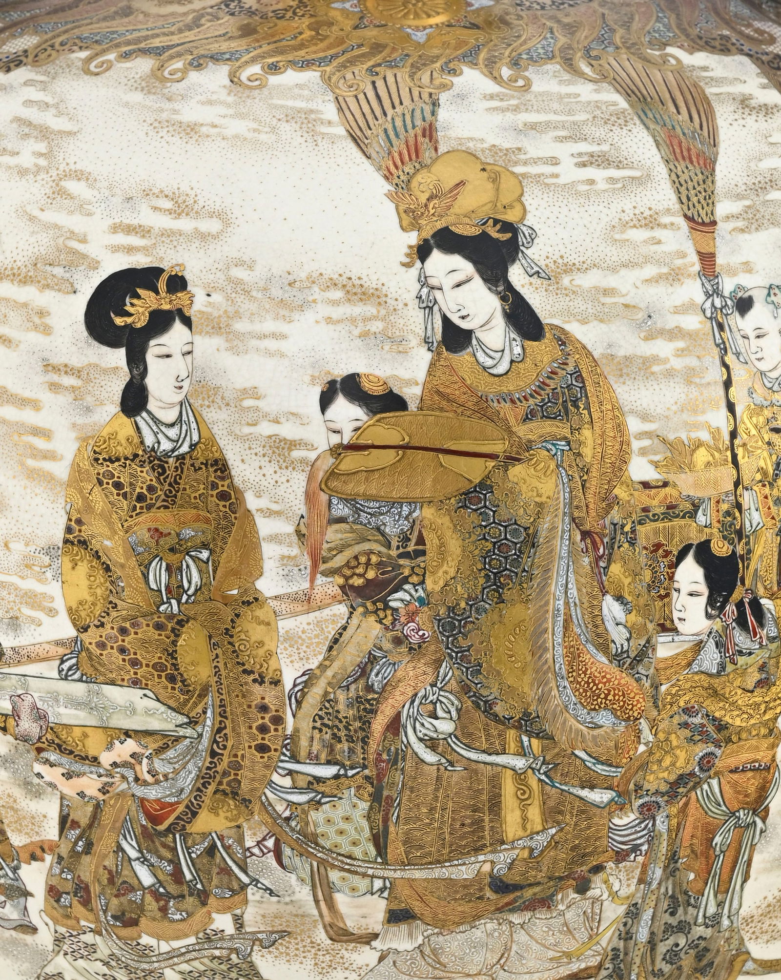 Grand vase globulaire en grès de Satsuma, Japon, époque Meiji, décor de personnages e - 4