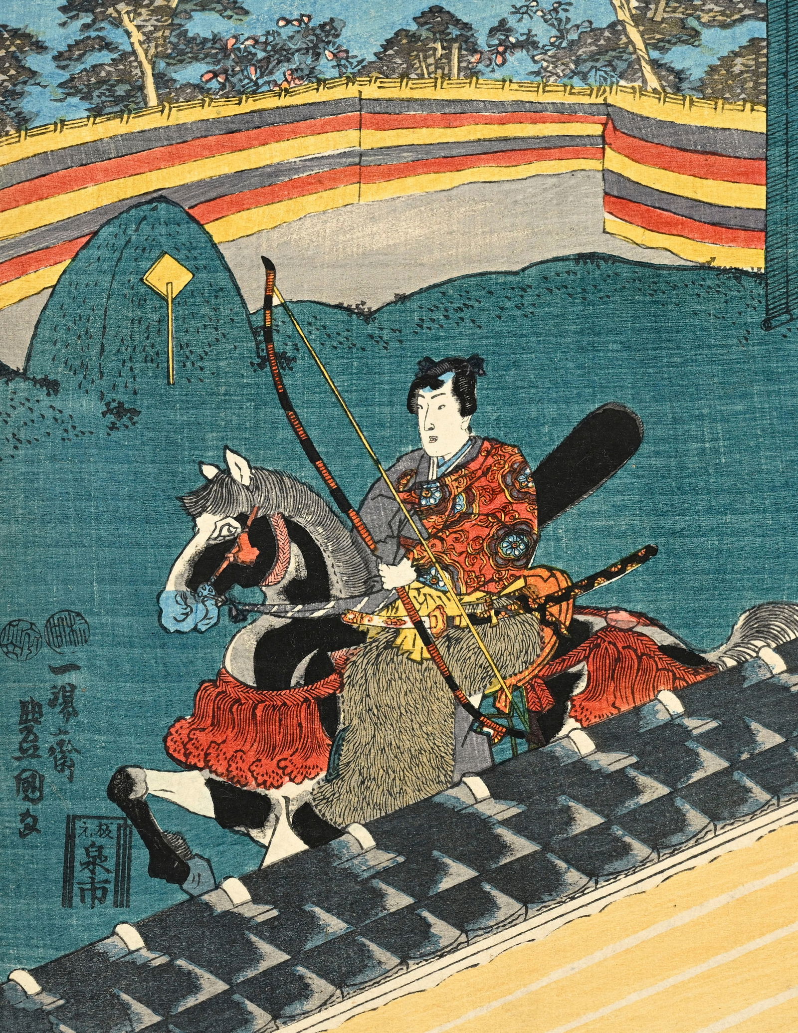 Utagawa Toyokuni III (Utagawa Kunisada, 1786-1865), ensemble de 4 estampes, format ôban yoko-e, - 5