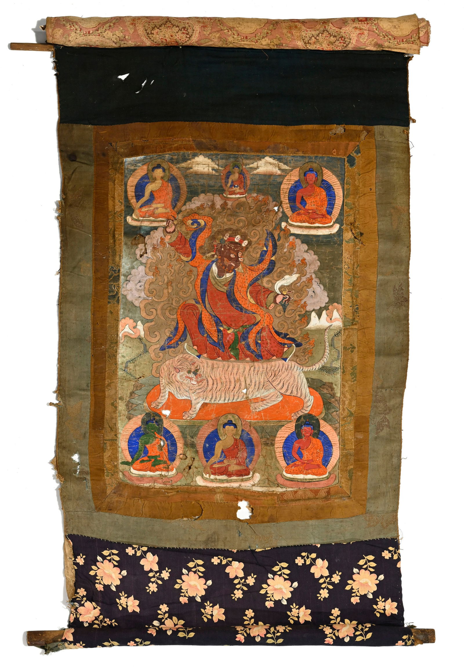 Thangka de Dorje Drolo, Tibet, XVIII-XIXe s., la divinité courroucée debout sur un tigre,  (1 of 2)