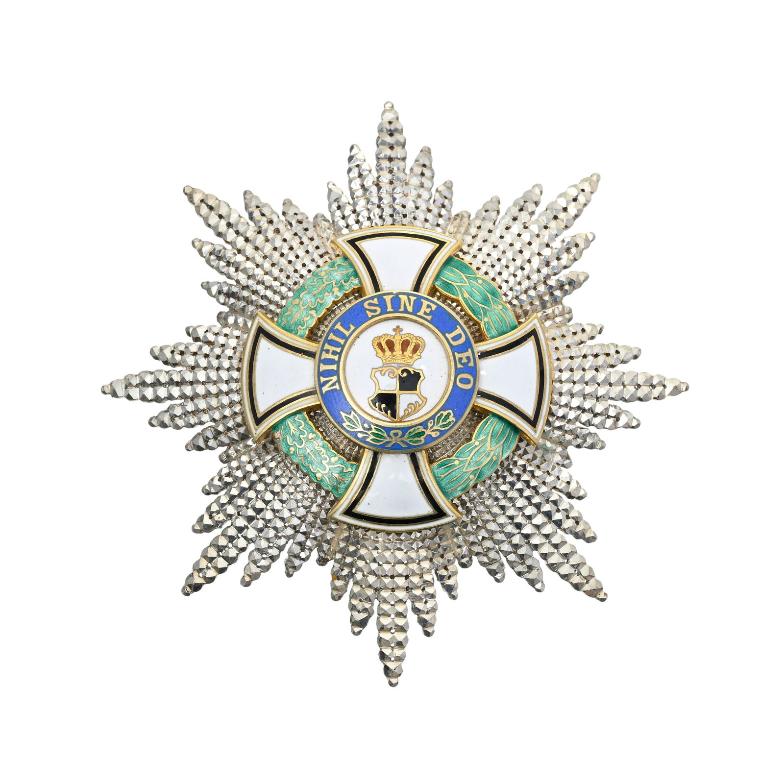Allemagne, Principauté de Hohenzollern, Ordre de la Maison de Hohenzollern, fondé en 1841,: Allemagne, Principauté de Hohenzollern, Ordre de la Maison de Hohenzollern, fondé en 1841, plaque de Grand-Croix en vermeil et émail, cachet de la maison Hemmerle à Munich au