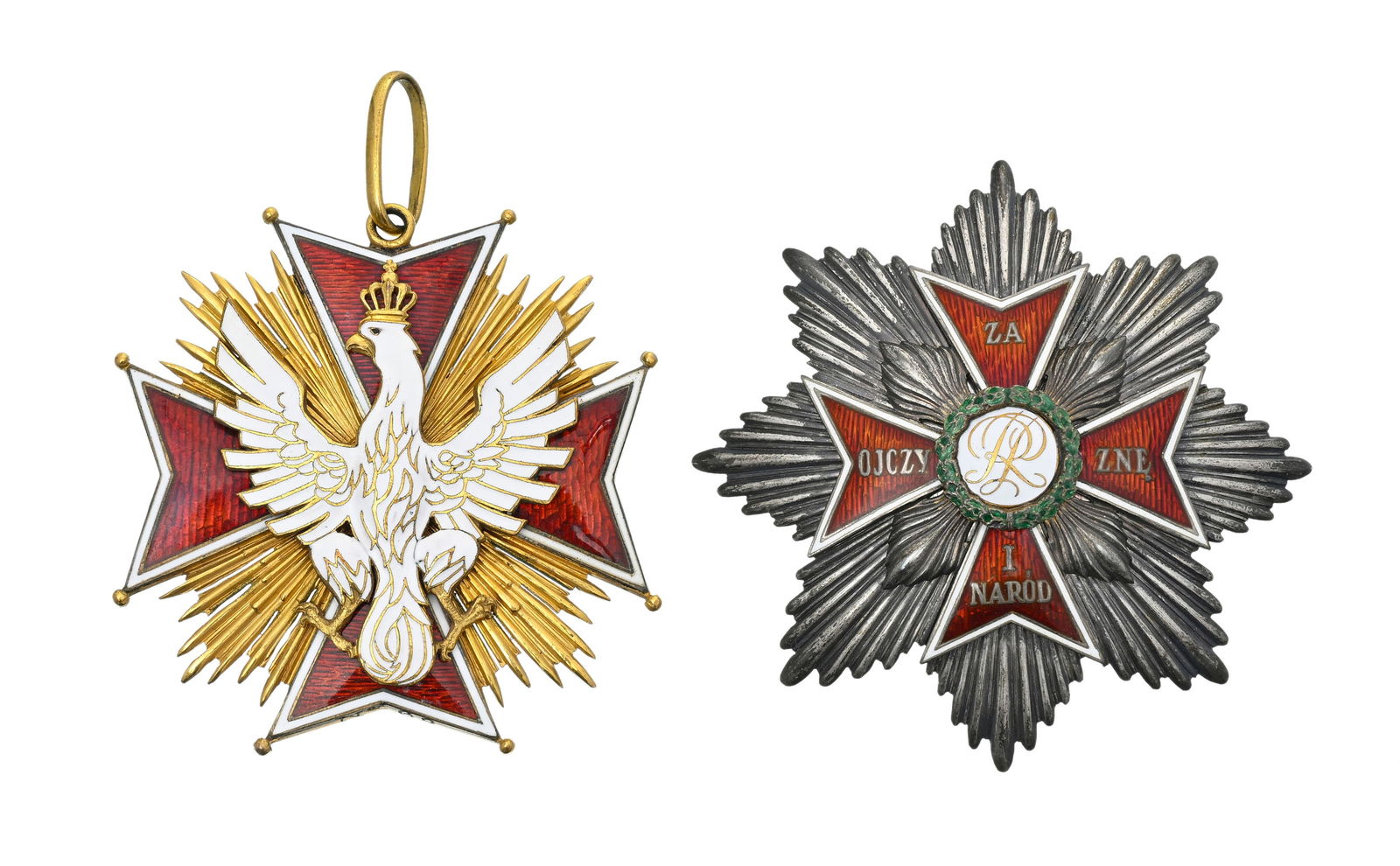 Pologne, Ordre de l'Aigle Blanc, créé en 1705, restauré en 1921, ensemble de Grand-Cr - 4