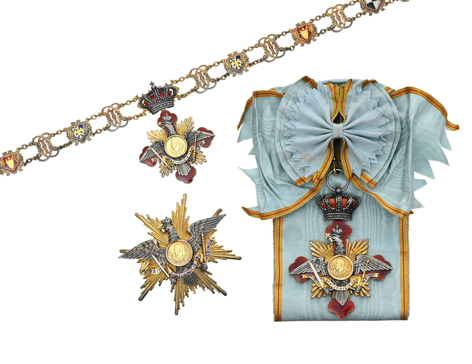 Royaume de Roumanie, Ordre de Carol Ier, institué en 1906, ensemble de Chevalier du Collier, co - 2