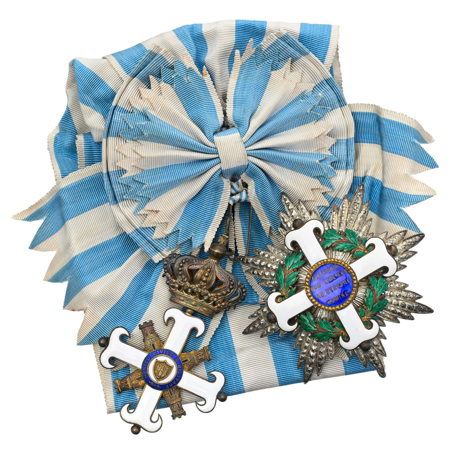 Saint Marin, Ordre équestre de Saint Marin, fondé en 1860, ensemble de Grand-Croix en verm: Saint Marin, Ordre équestre de Saint Marin, fondé en 1860, ensemble de Grand-Croix en vermeil et émail, avec écharpe et dans son écrin originel de la maison Raviolo &