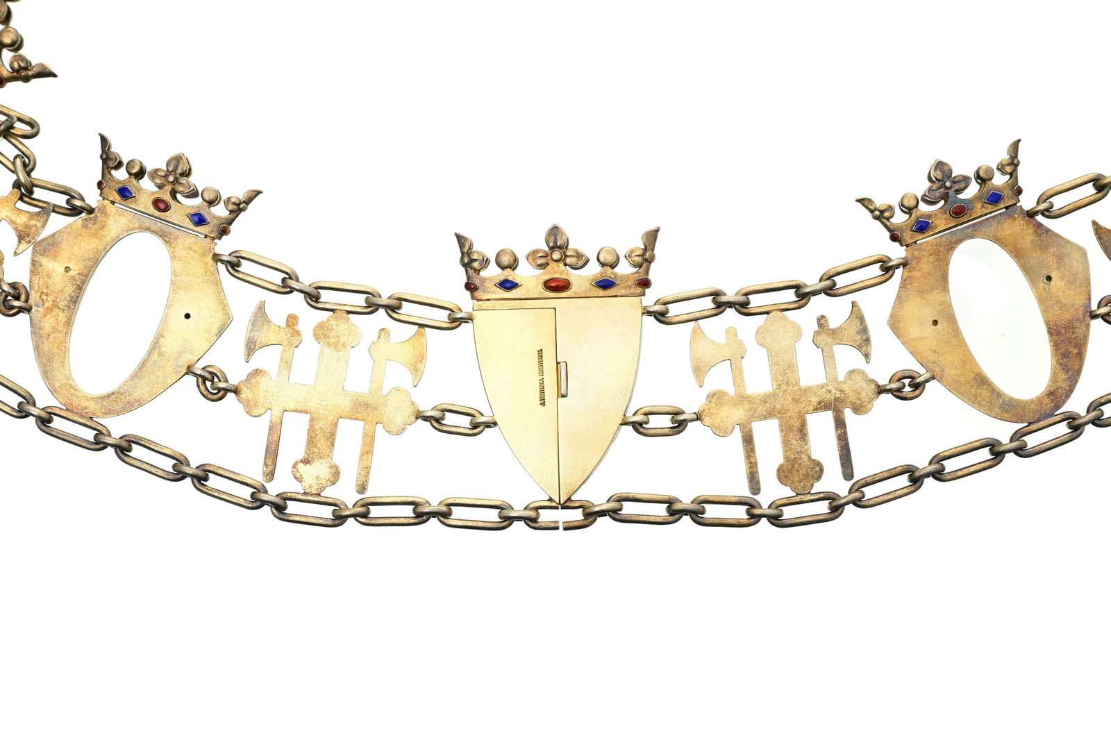 Royaume de Norvège, Ordre de Saint-Olaf, fondé en 1847, collier de l'ordre en vermeil, arg - 5