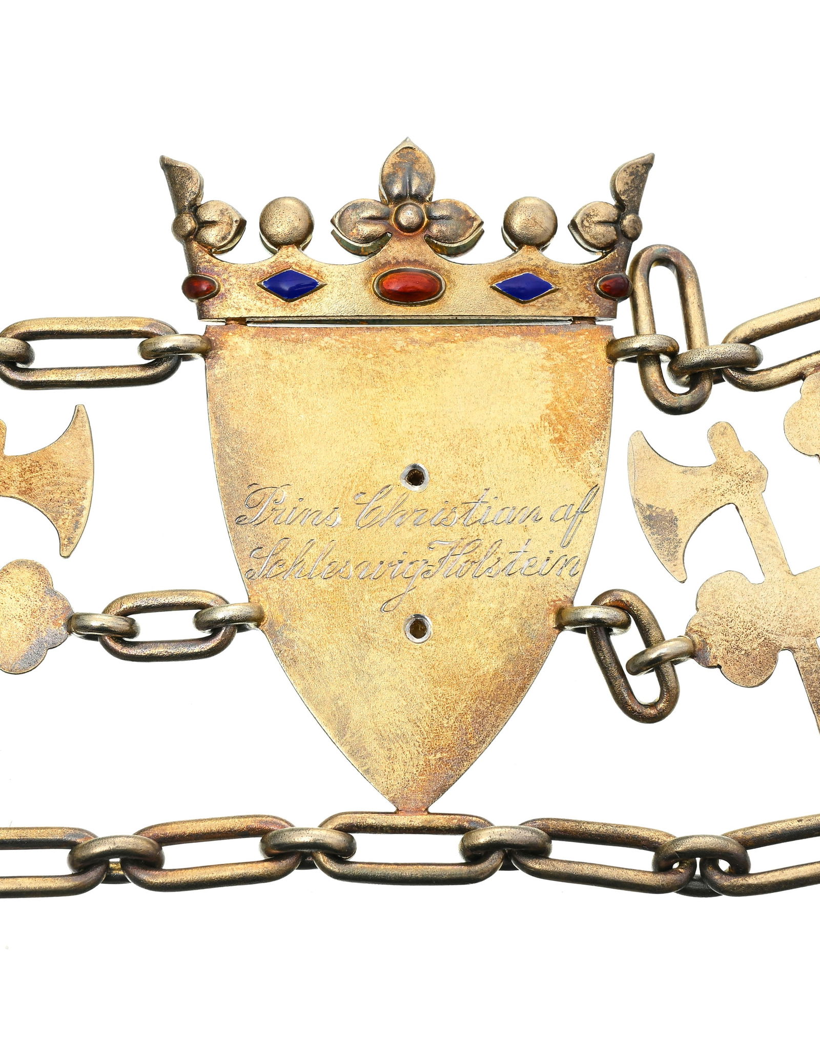 Royaume de Norvège, Ordre de Saint-Olaf, fondé en 1847, collier de l'ordre en vermeil, arg - 6