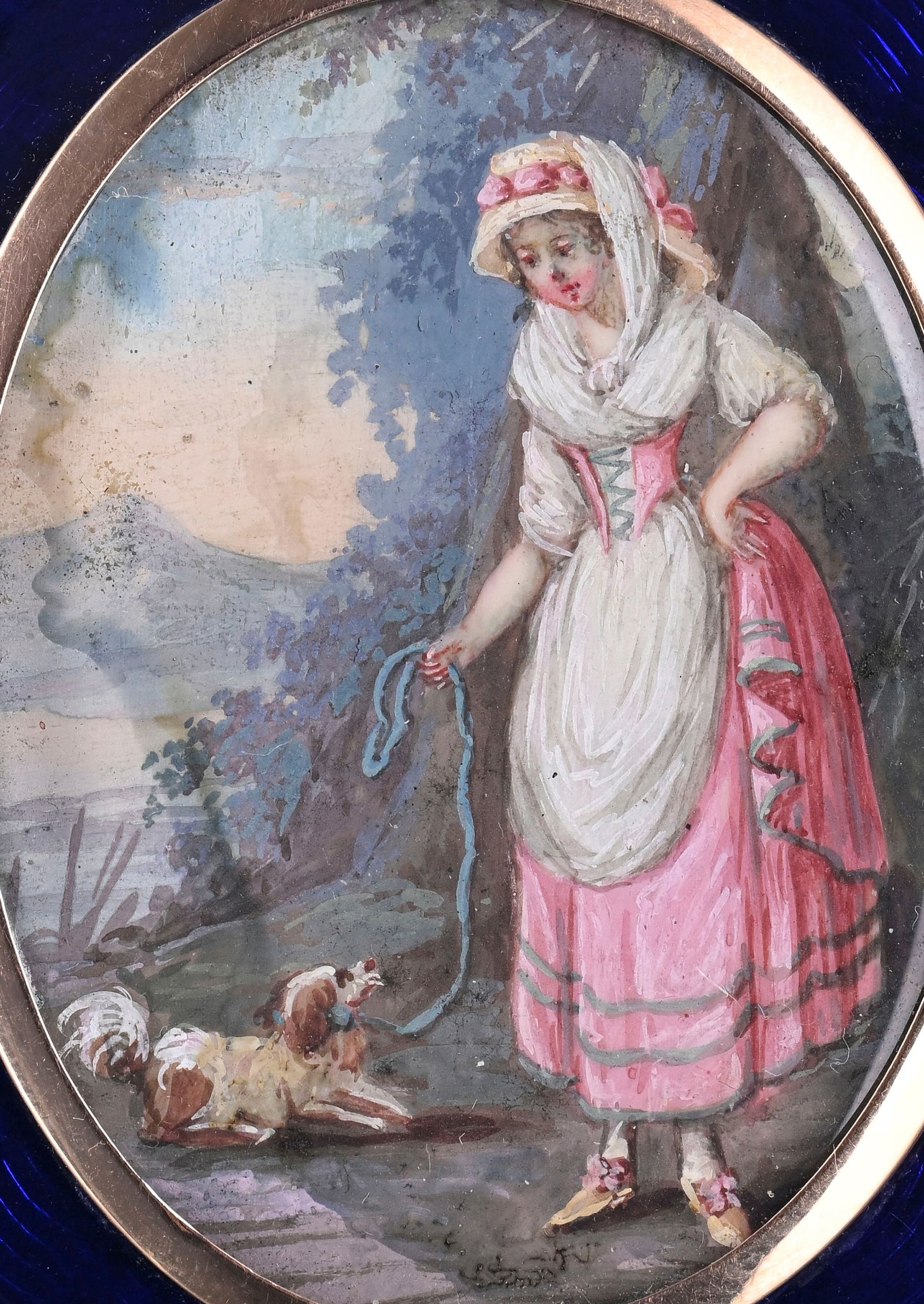 Pendentif ovale double face en or en émail, début XIXe s., le face retenant un portrait en - 4