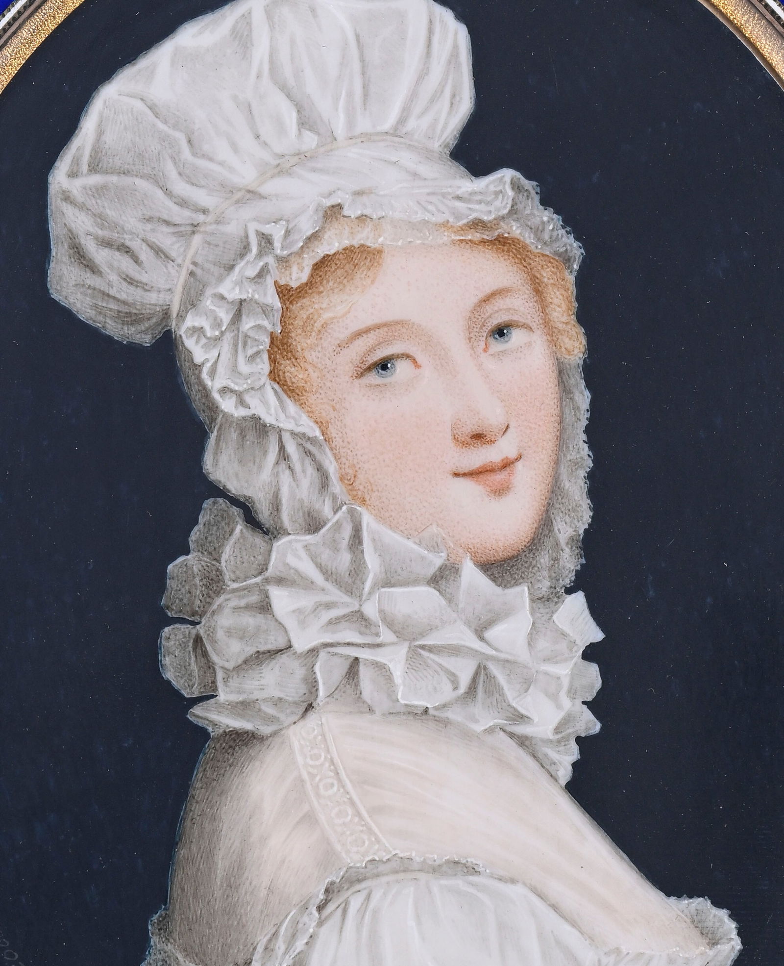 Charles Guillaume Bouregois (1759-1832), Dame au bonnet blanc et collier en taffetas, 1790, portrait - 2