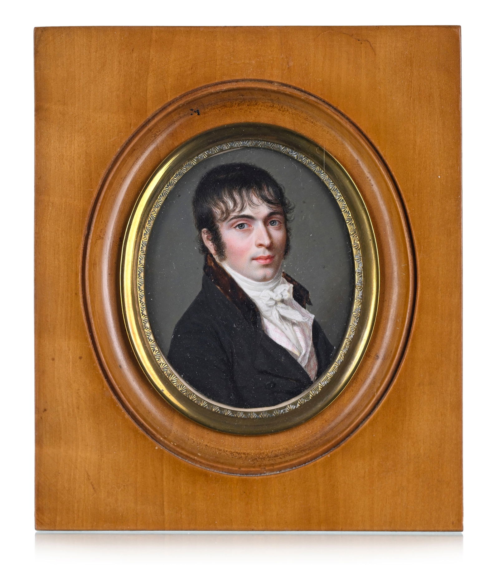 Pierre Louis Bouvier (1765-1836), attr. à, Portrait d'un gentilhomme, miniature en aquarelle et (1 of 4)
