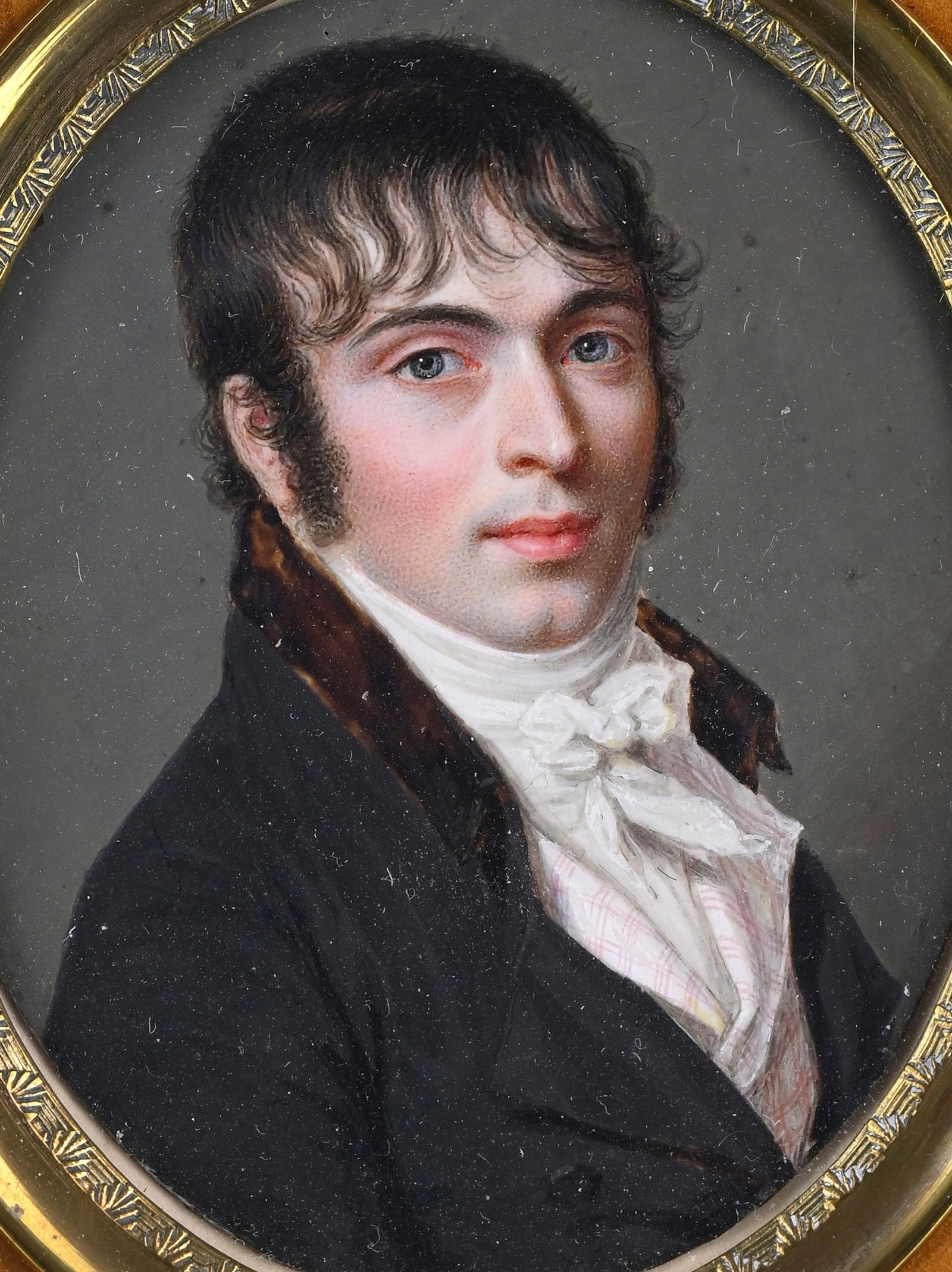 Pierre Louis Bouvier (1765-1836), attr. à, Portrait d'un gentilhomme, miniature en aquarelle et - 2