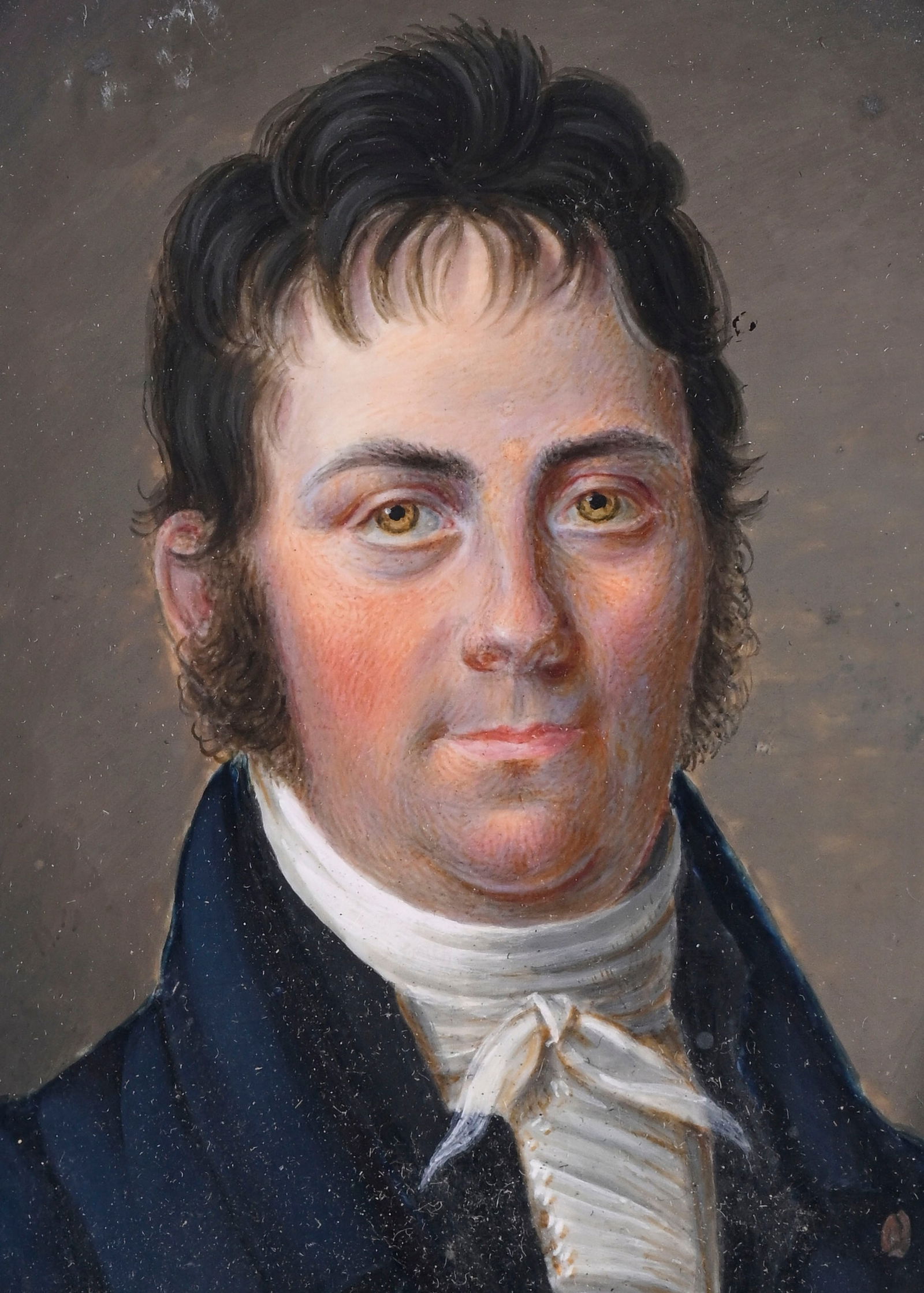 Liepmann Fränckel, (1772-1857), Gentilhomme au redingote bleu, portrait en miniature, gouache e - 2