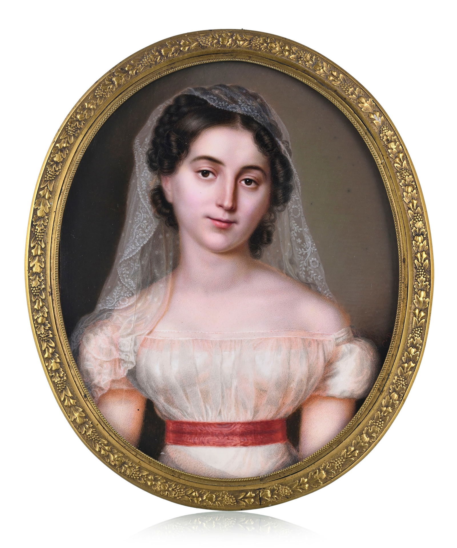 Charles Perrégaux (1788-1842), Jeune dame en robe de mariée et voile, 1823, portrait en mi (1 of 4)