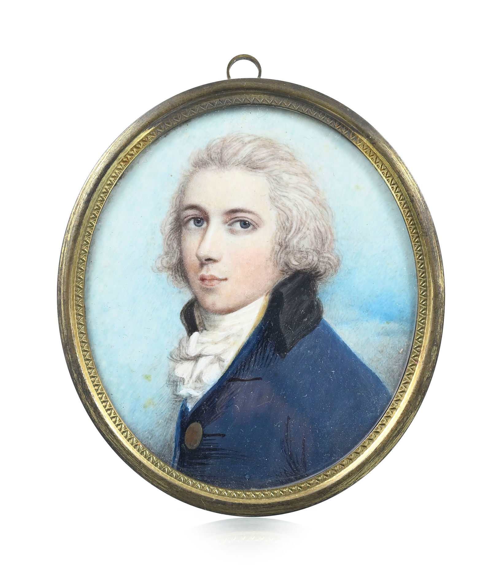 Andrew Plimer (1763-1837), attr. à, Gentilhomme en redingote, portrait en miniature, aquarelle : Andrew Plimer (1763-1837), attr. à, Gentilhomme en redingote, portrait en miniature, aquarelle et gouache sur ivoire, 6,5x5,5 cm Veuillez noter que pour le transport hors de Suisse de lots conten
