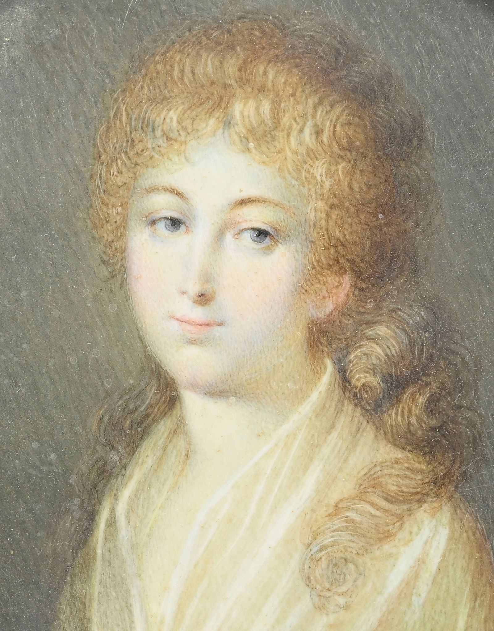 Ensemble de 2 portraits en miniature, début XIXe s., Gentilhomme et Dame, gouache et aquarelle  - 2