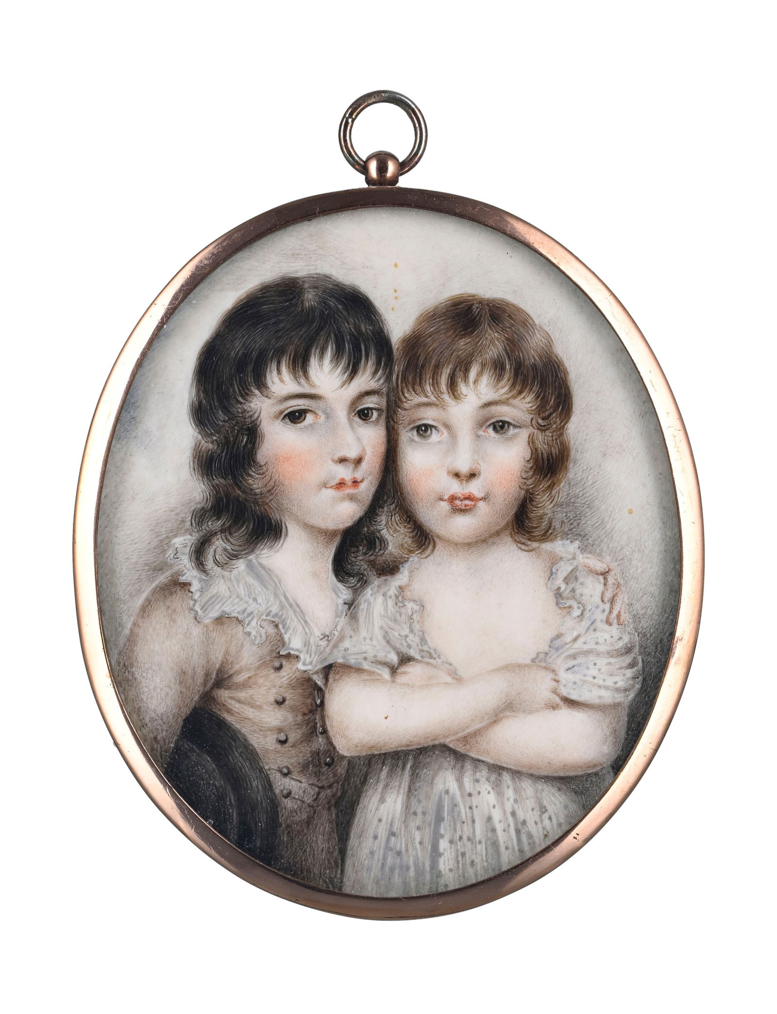 4 portraits en miniatures d’enfants, début XIXe s., aquarelle et gouache sur ivoire compr - 4