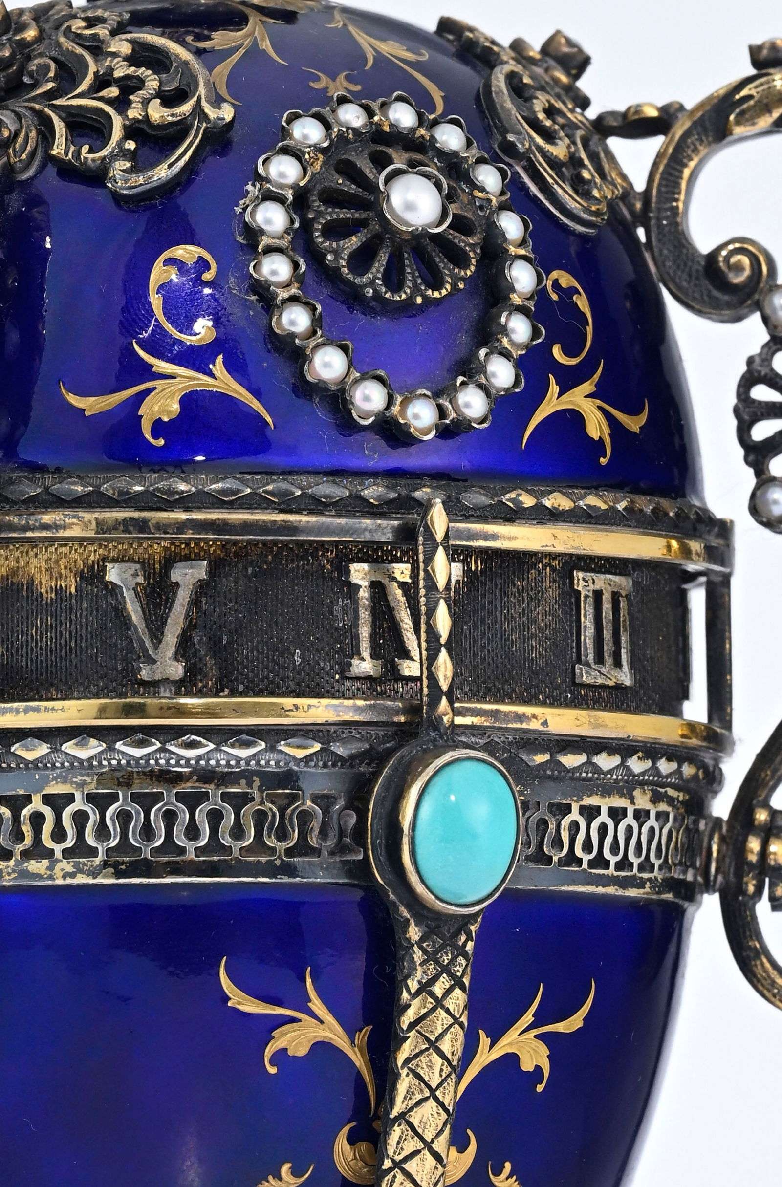 Horloge à cercle tournant en forme d’œuf, avec boîte à musique, XXe s., da - 10