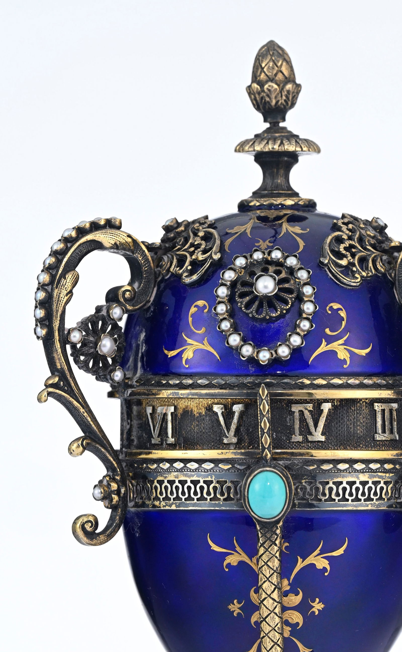 Horloge à cercle tournant en forme d’œuf, avec boîte à musique, XXe s., da - 5