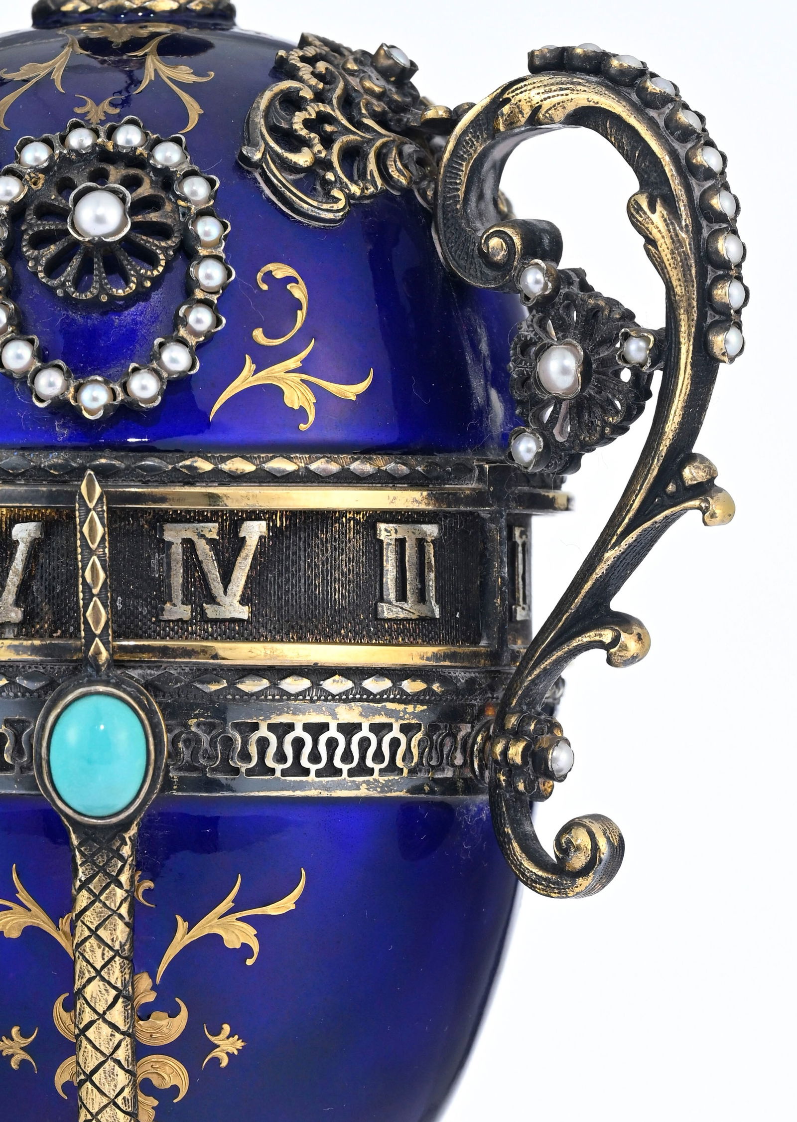 Horloge à cercle tournant en forme d’œuf, avec boîte à musique, XXe s., da - 6