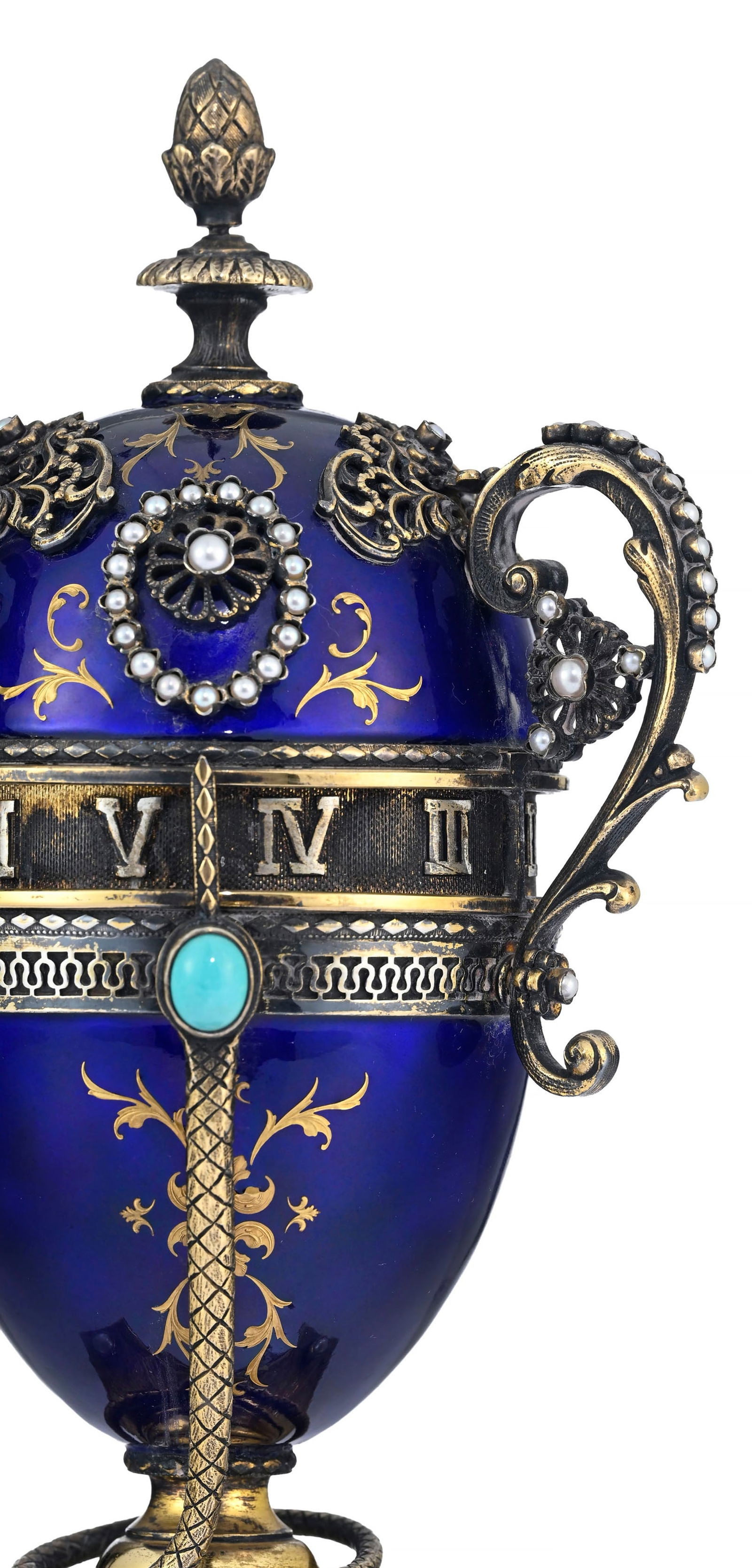 Horloge à cercle tournant en forme d’œuf, avec boîte à musique, XXe s., da - 7