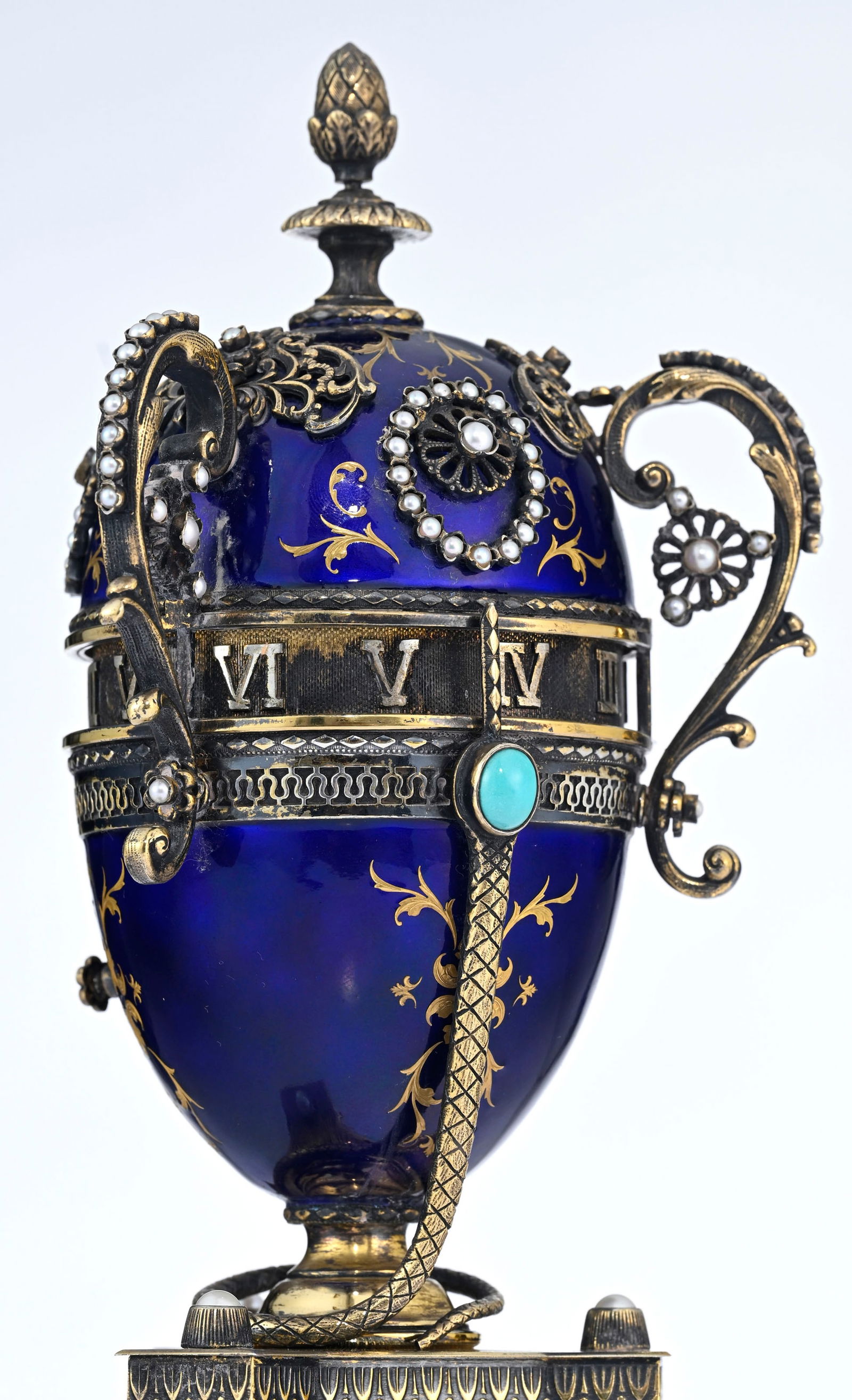 Horloge à cercle tournant en forme d’œuf, avec boîte à musique, XXe s., da - 8