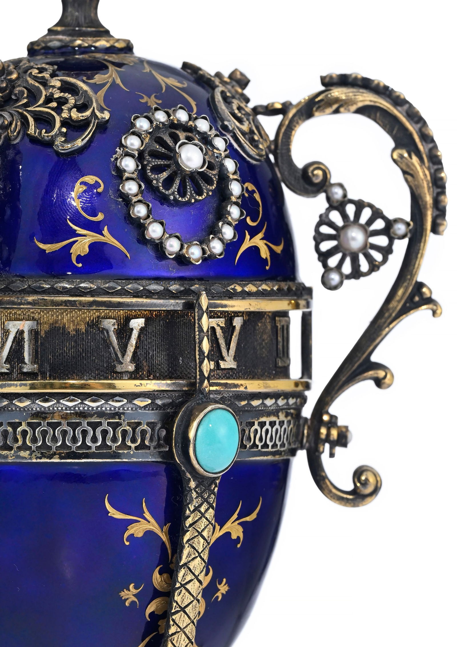 Horloge à cercle tournant en forme d’œuf, avec boîte à musique, XXe s., da - 9