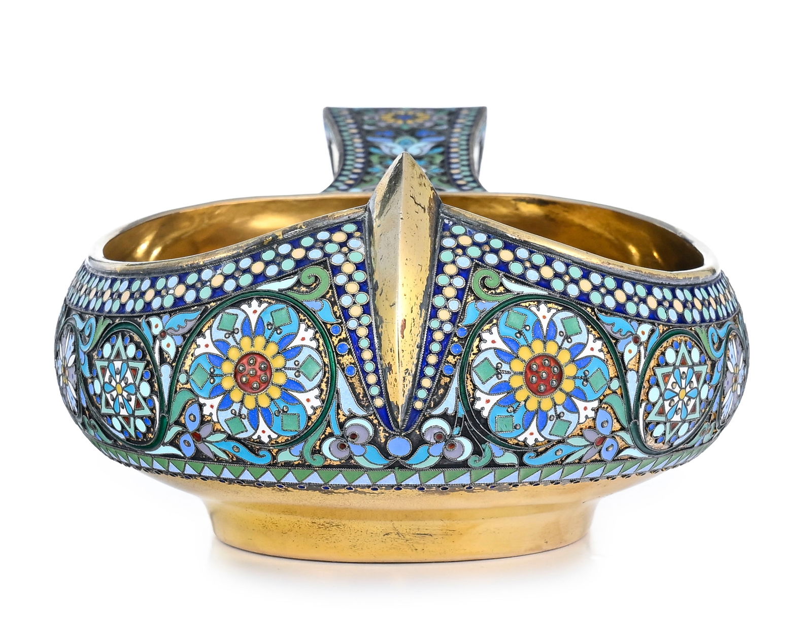 Kovsh de présentation en vermeil et émail cloisonné, poinçon de Pavel Ovchinniko - 3