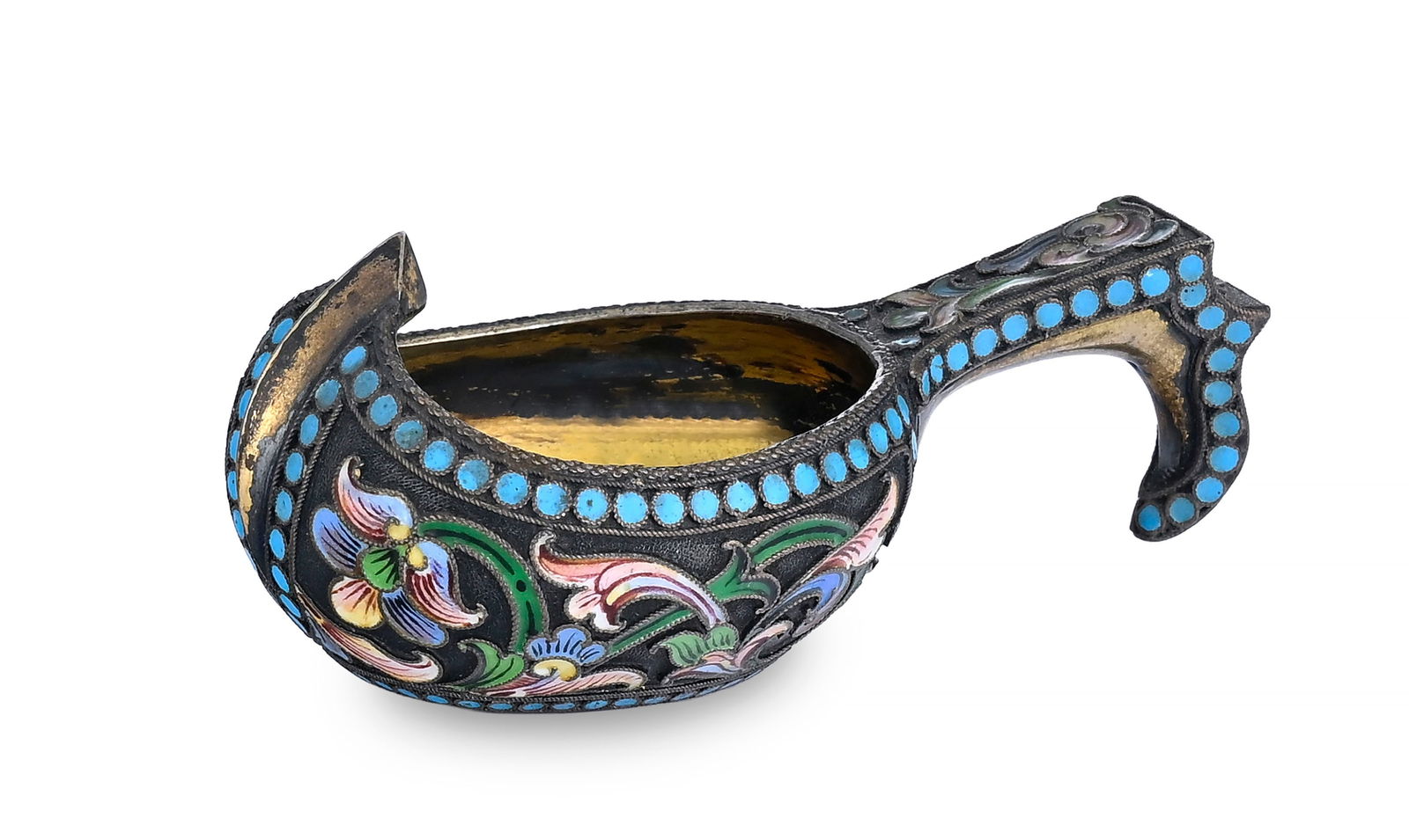 Petit kovsh en vermeil et émail cloisonné, Ivan Saltykov, Moscou 1899-1908, au décor  - 2