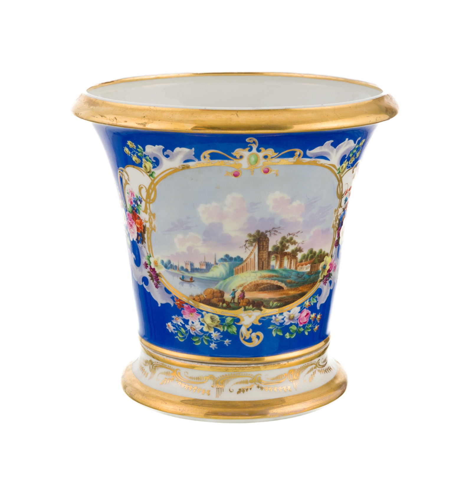 Cache-pot en porcelaine de la manufacture Popov, Russie, milieu du XIXe s., au décor de fleurs  - 2