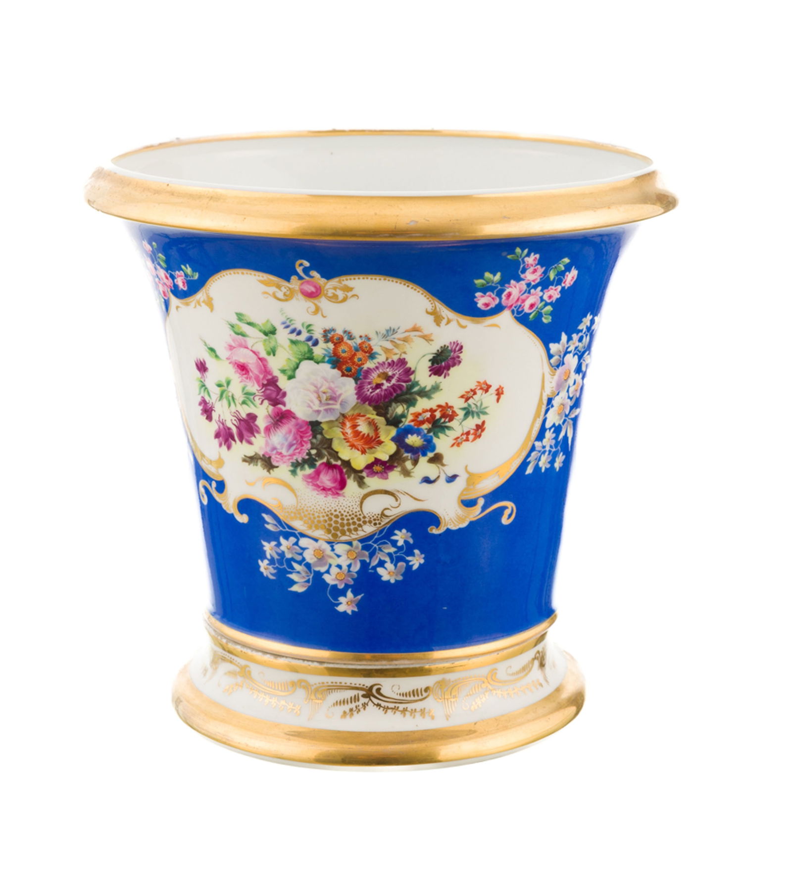 Cache-pot en porcelaine de la manufacture Popov, Russie, milieu du XIXe s., au décor de fleurs  - 3