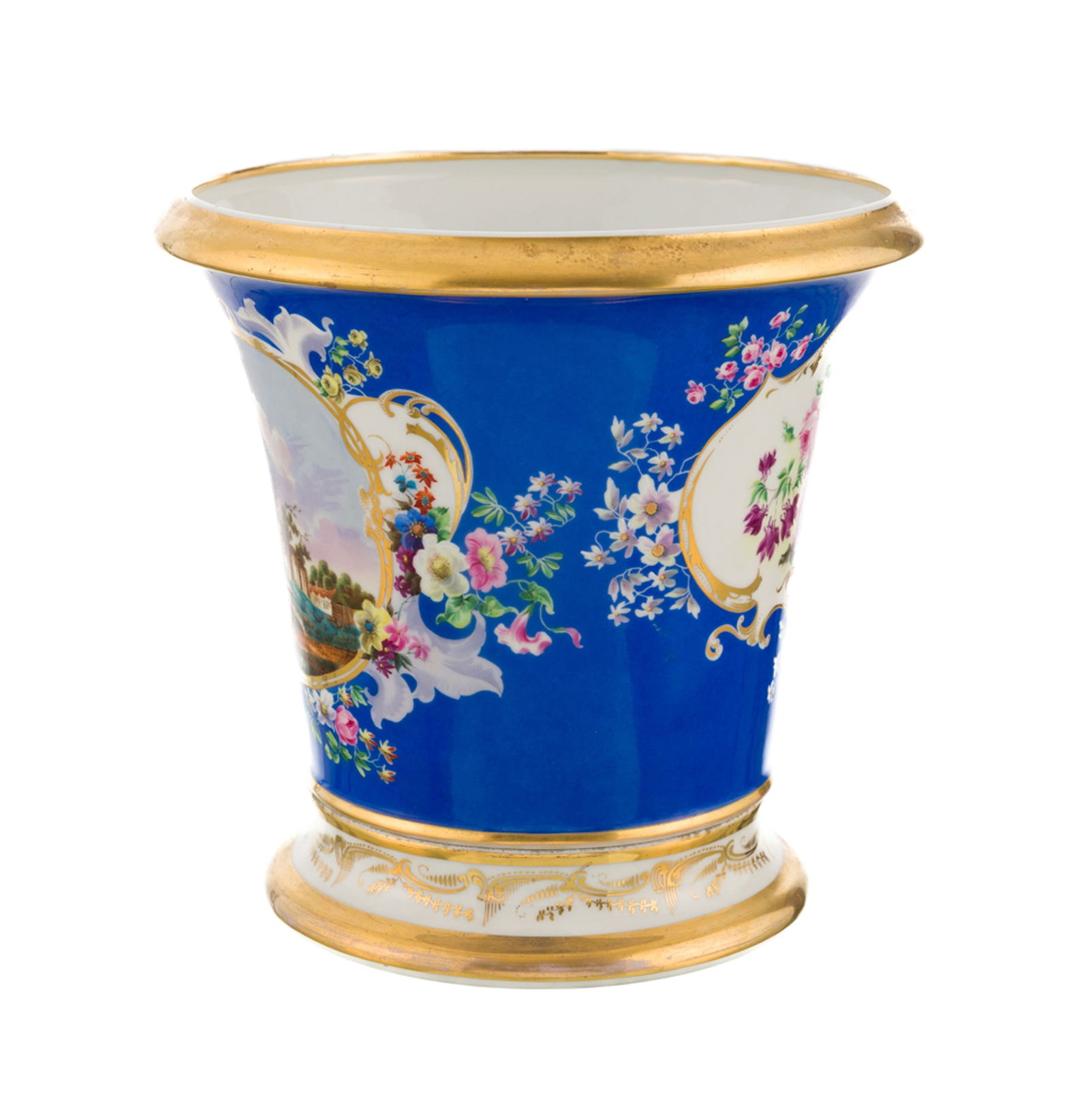 Cache-pot en porcelaine de la manufacture Popov, Russie, milieu du XIXe s., au décor de fleurs  - 4