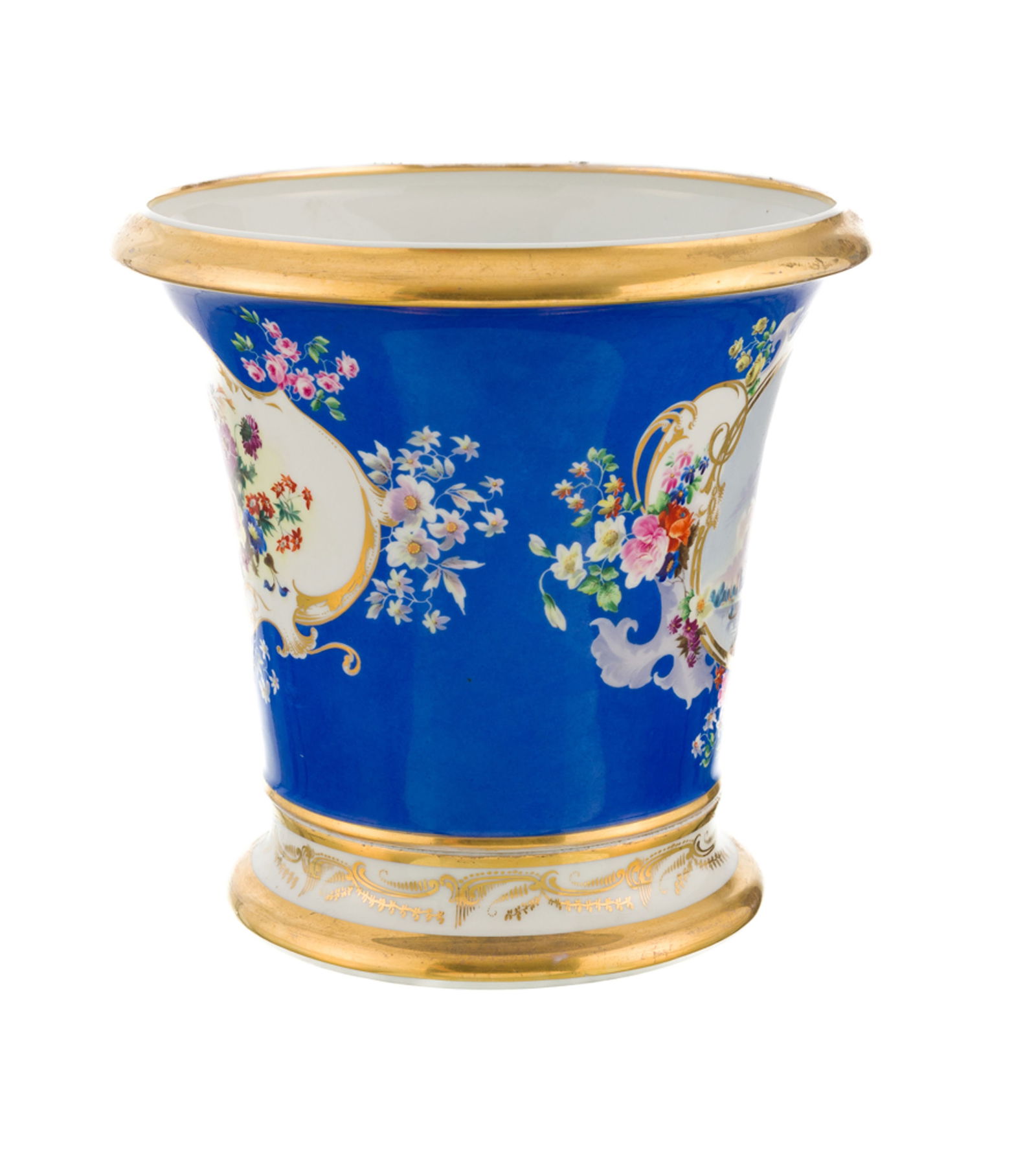 Cache-pot en porcelaine de la manufacture Popov, Russie, milieu du XIXe s., au décor de fleurs  - 5