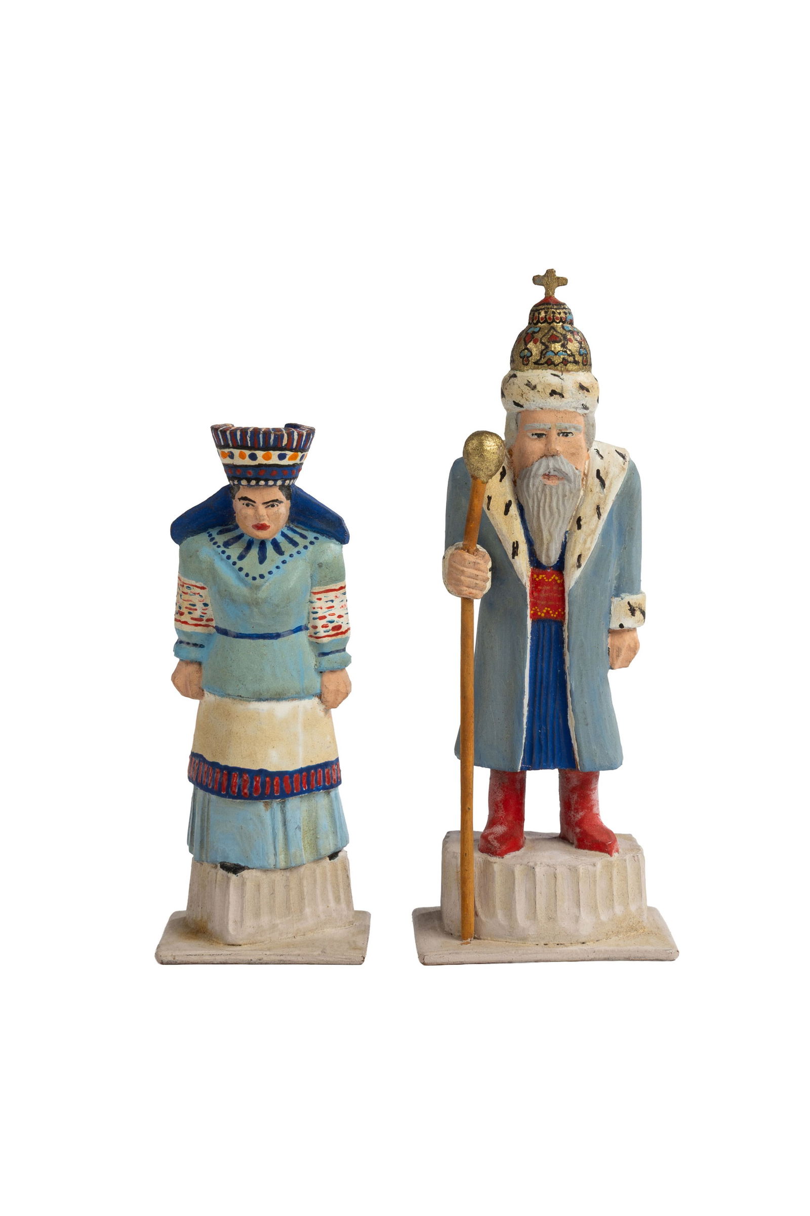 Jeu d'échec en bois sculpté et peint, de style "Russie traditionnelle", 2ème 1/2 XXe  - 2
