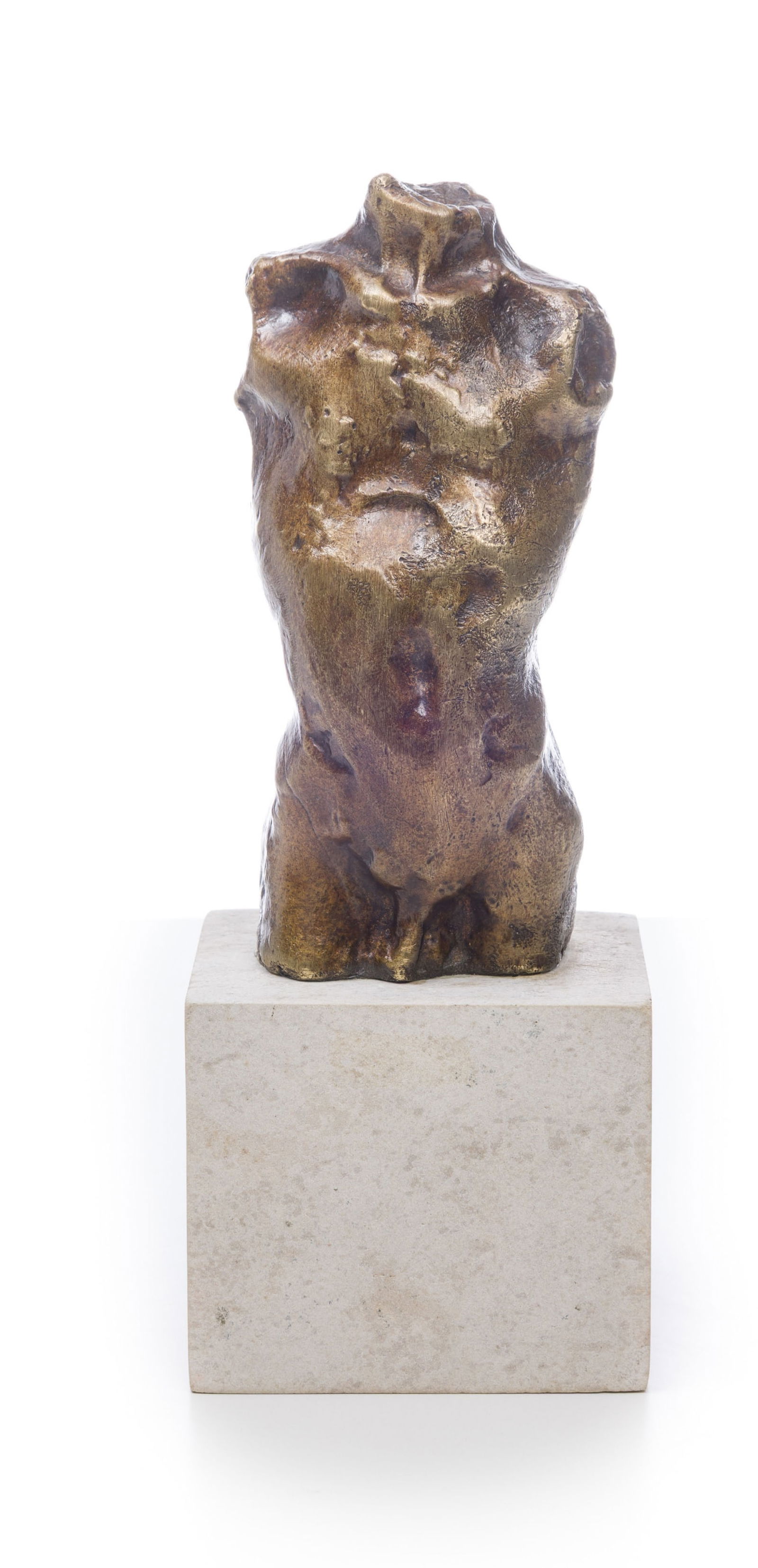 Ecole du XXe s., Buste d'homme, sculpture en bronze sur socle en travertin, h. 20,5 cm (avec socle) (1 of 5)