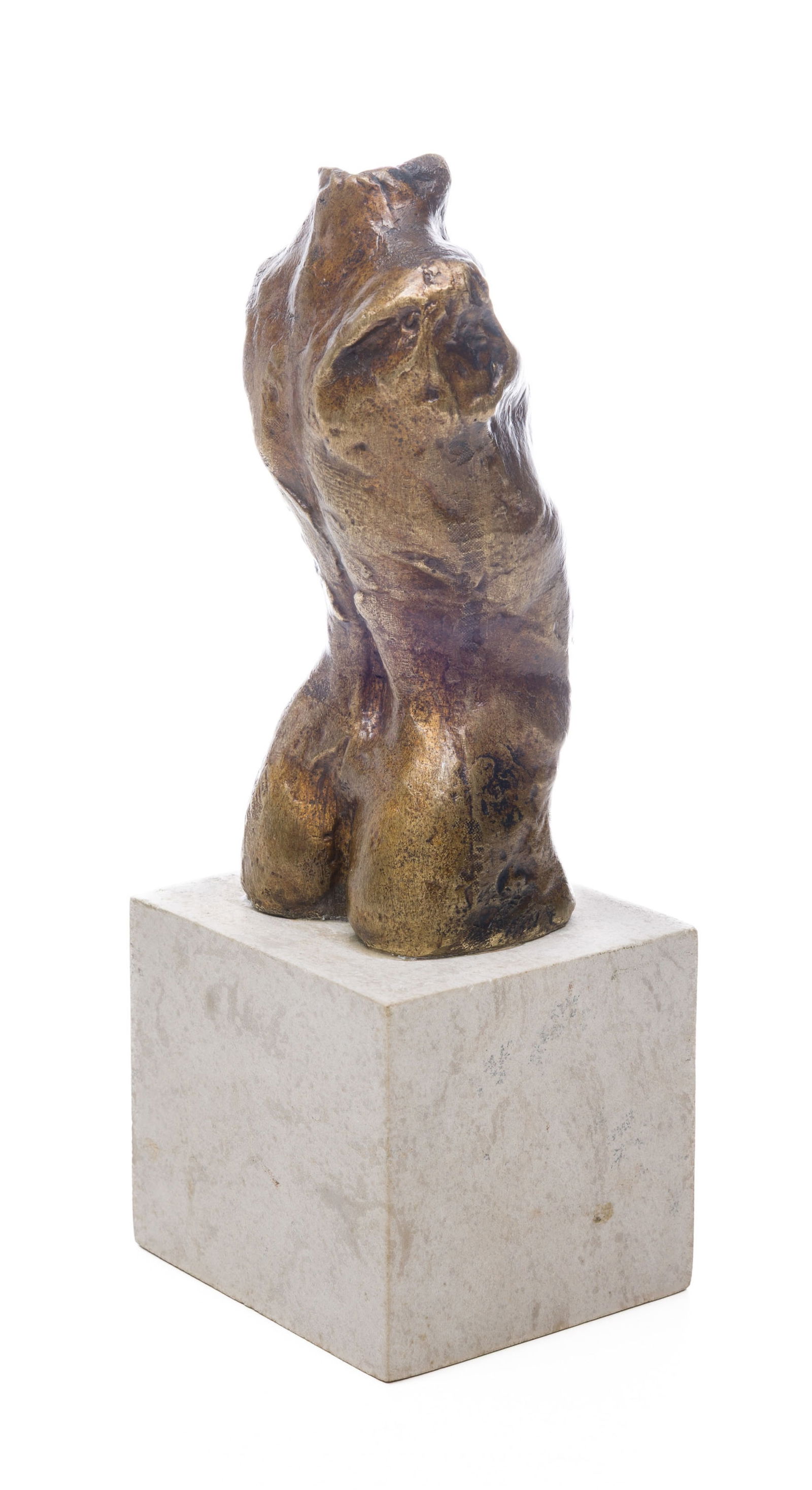 Ecole du XXe s., Buste d'homme, sculpture en bronze sur socle en travertin, h. 20,5 cm (avec socle) - 3