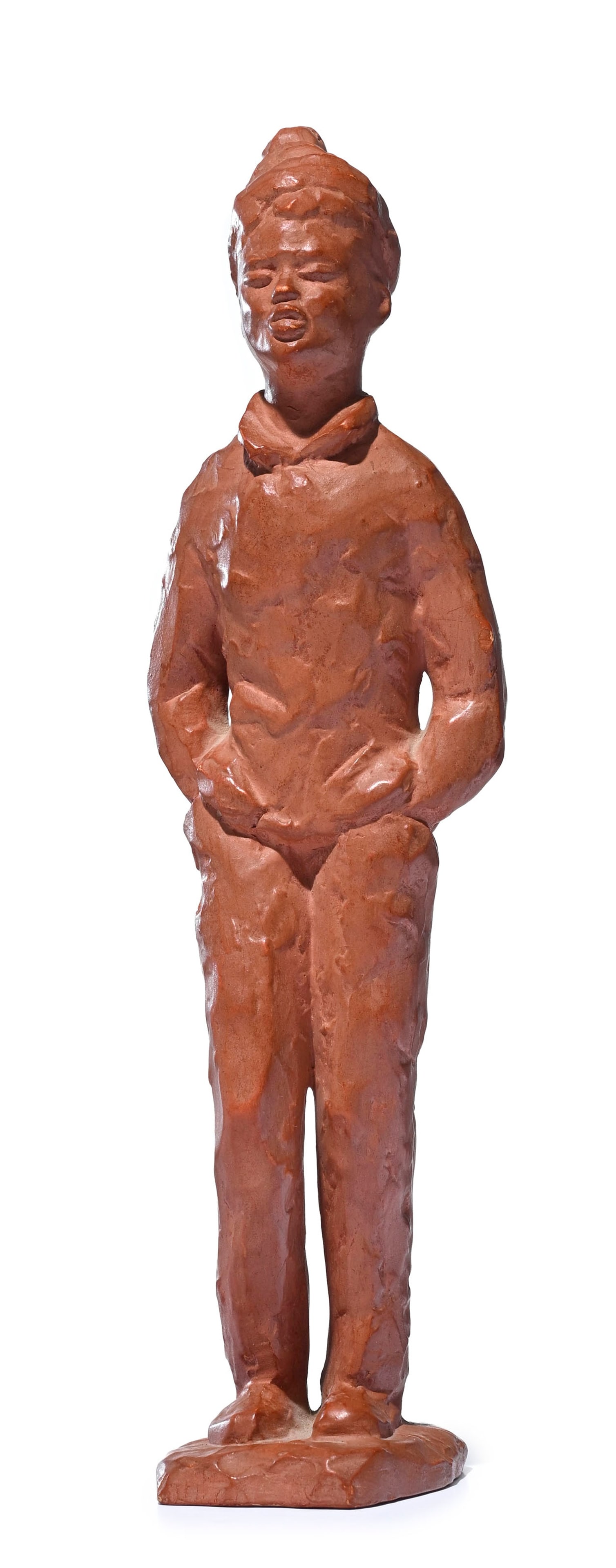 Paul Sersté (1910-2000), Jeune homme au bonnet, terre cuite patinée, signé sur la ter: Paul Sersté (1910-2000), Jeune homme au bonnet, terre cuite patinée, signé sur la terrasse, h. 33 cm 