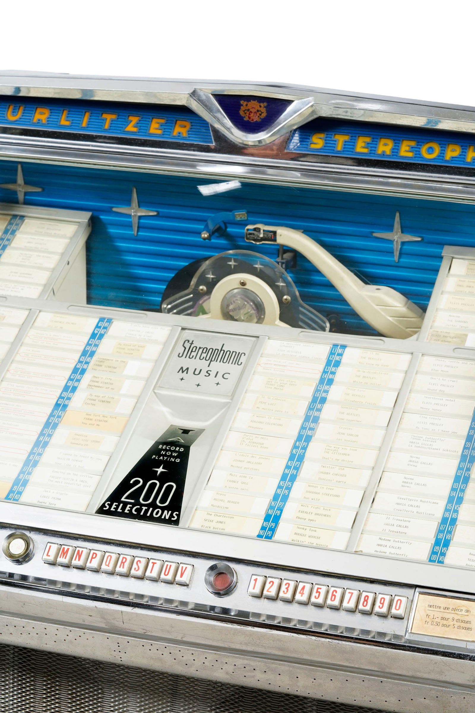 Jukebox Wurlitzer mod. 2300S, 1959, pour 200 sélections 45 tours vinyles, contient une collecti - 4