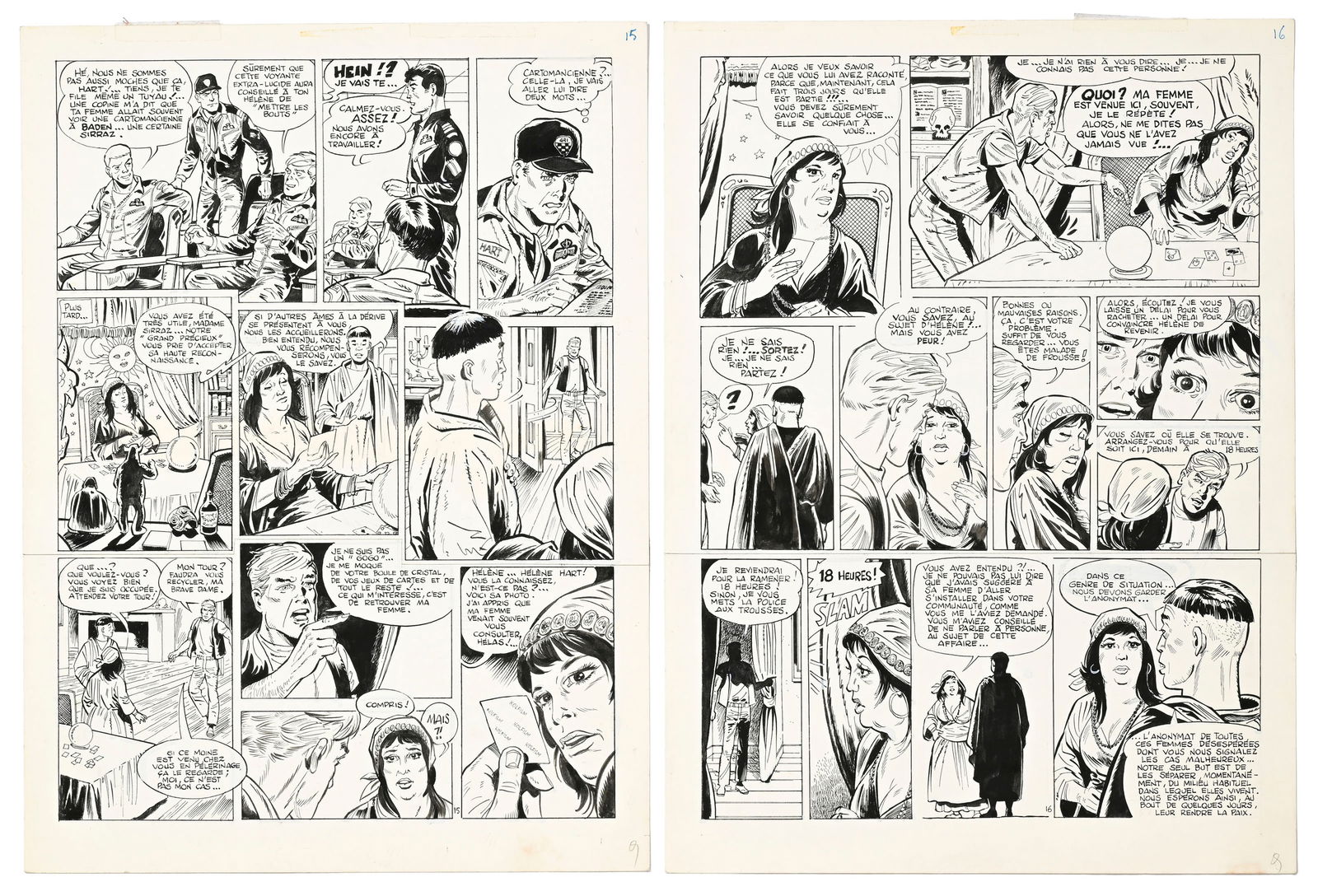 Dan Cooper, Albert Weinberg, tome 34, "Silver Fox", éd. Novedi, 1985, planches originales de ba (1 of 3)