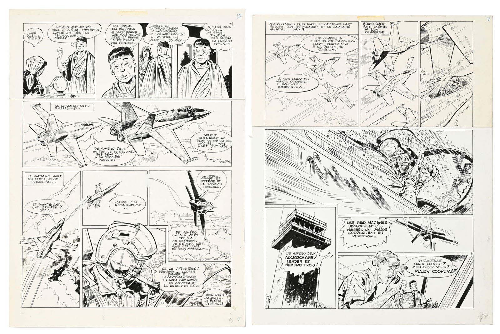 Dan Cooper, Albert Weinberg, tome 34, "Silver Fox", éd. Novedi, 1985, planches originales de ba (1 of 3)