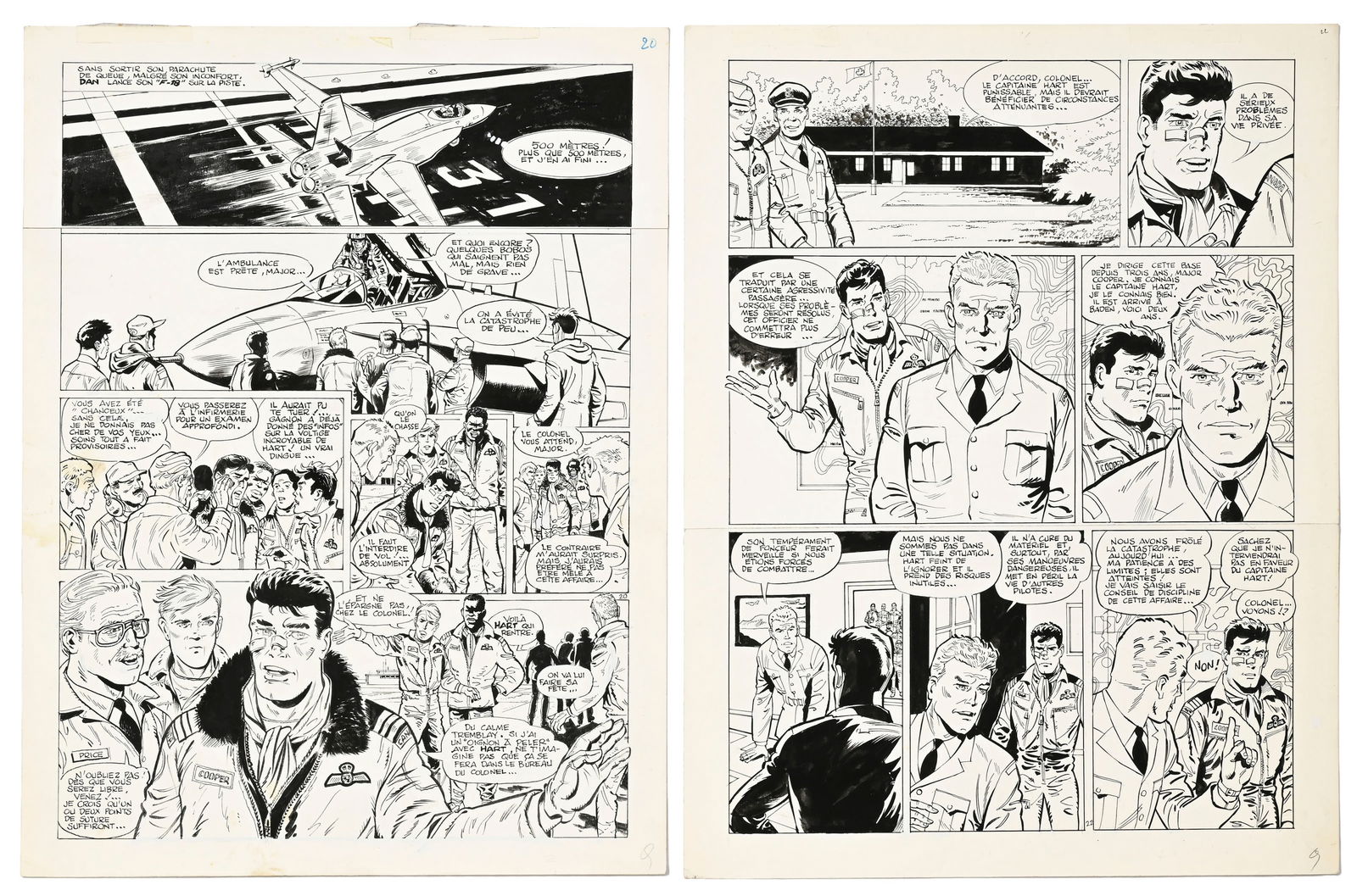 Dan Cooper, Albert Weinberg, tome 34, "Silver Fox", éd. Novedi, 1985, planches originales de ba (1 of 3)