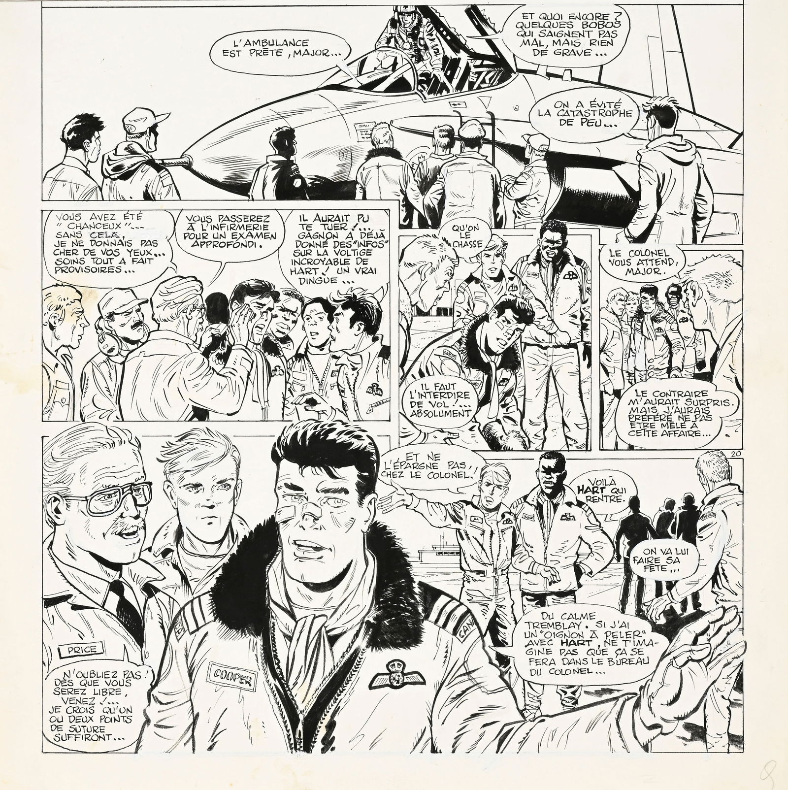 Dan Cooper, Albert Weinberg, tome 34, "Silver Fox", éd. Novedi, 1985, planches originales de ba - 2